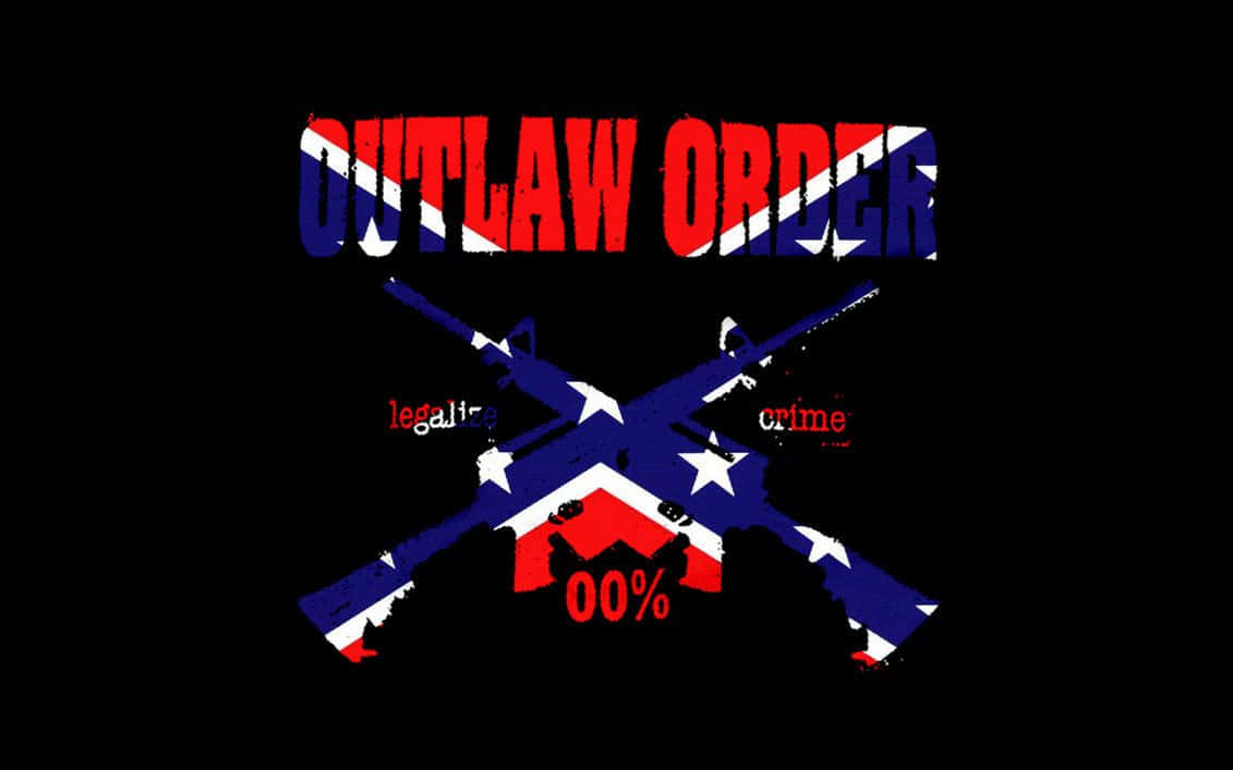 Outlaw, Confederate flag pattern, crossed rifles, SD Desktop Wallpaper