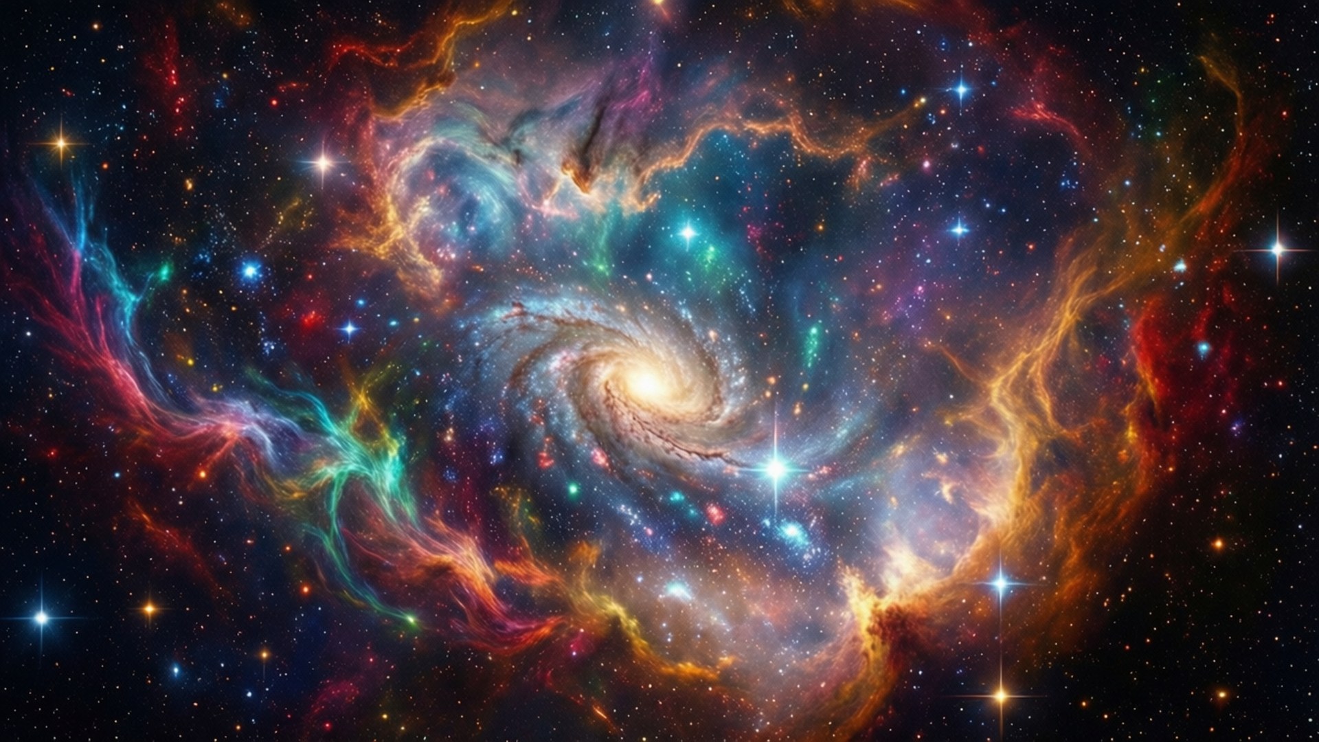 Nebula Deep Space Outlook, spiral galaxy, glowing nebulae, Full HD Desktop Wallpaper