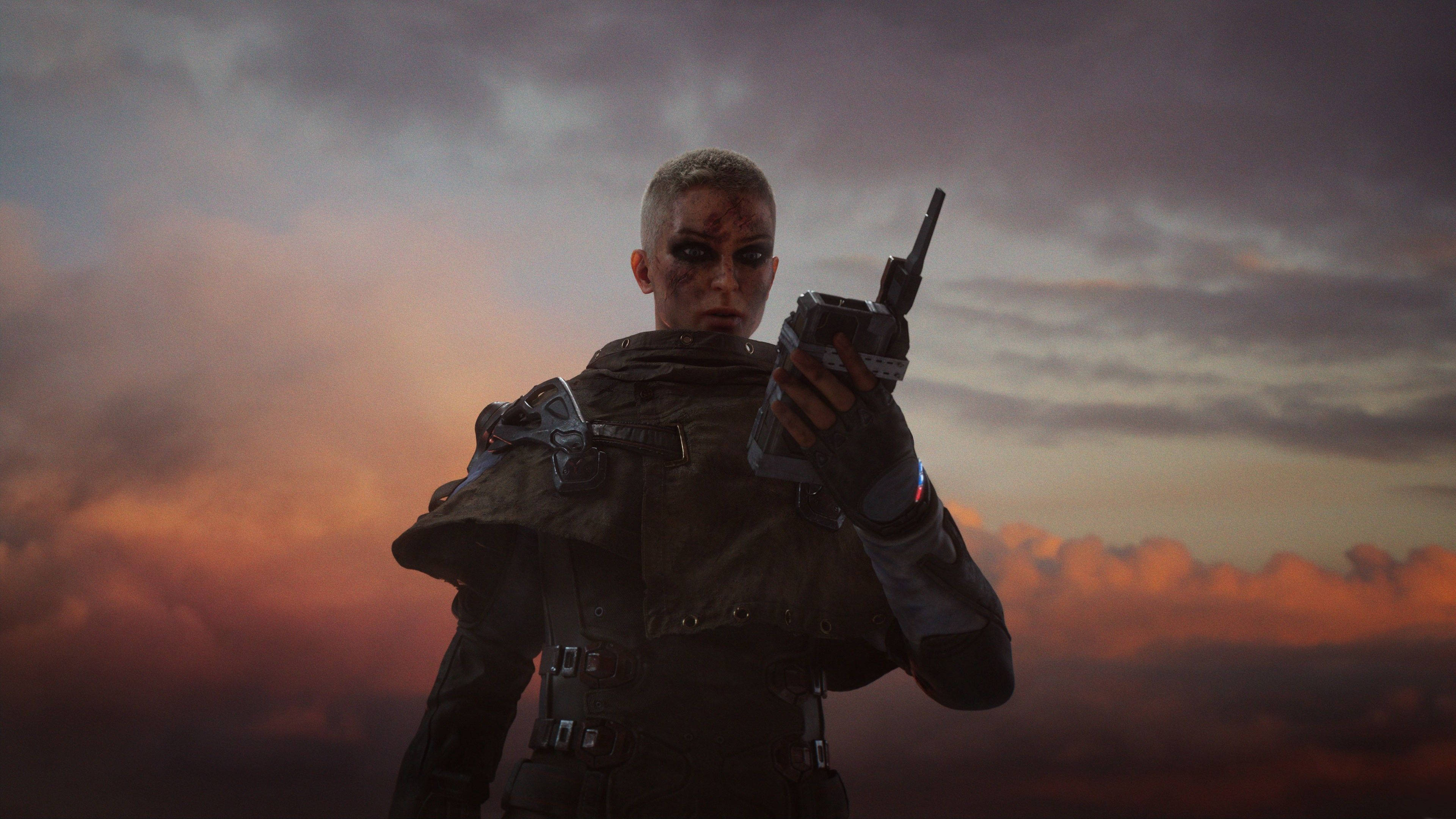 Outriders, sunset, orange and purple clouds, 4K Desktop Wallpaper