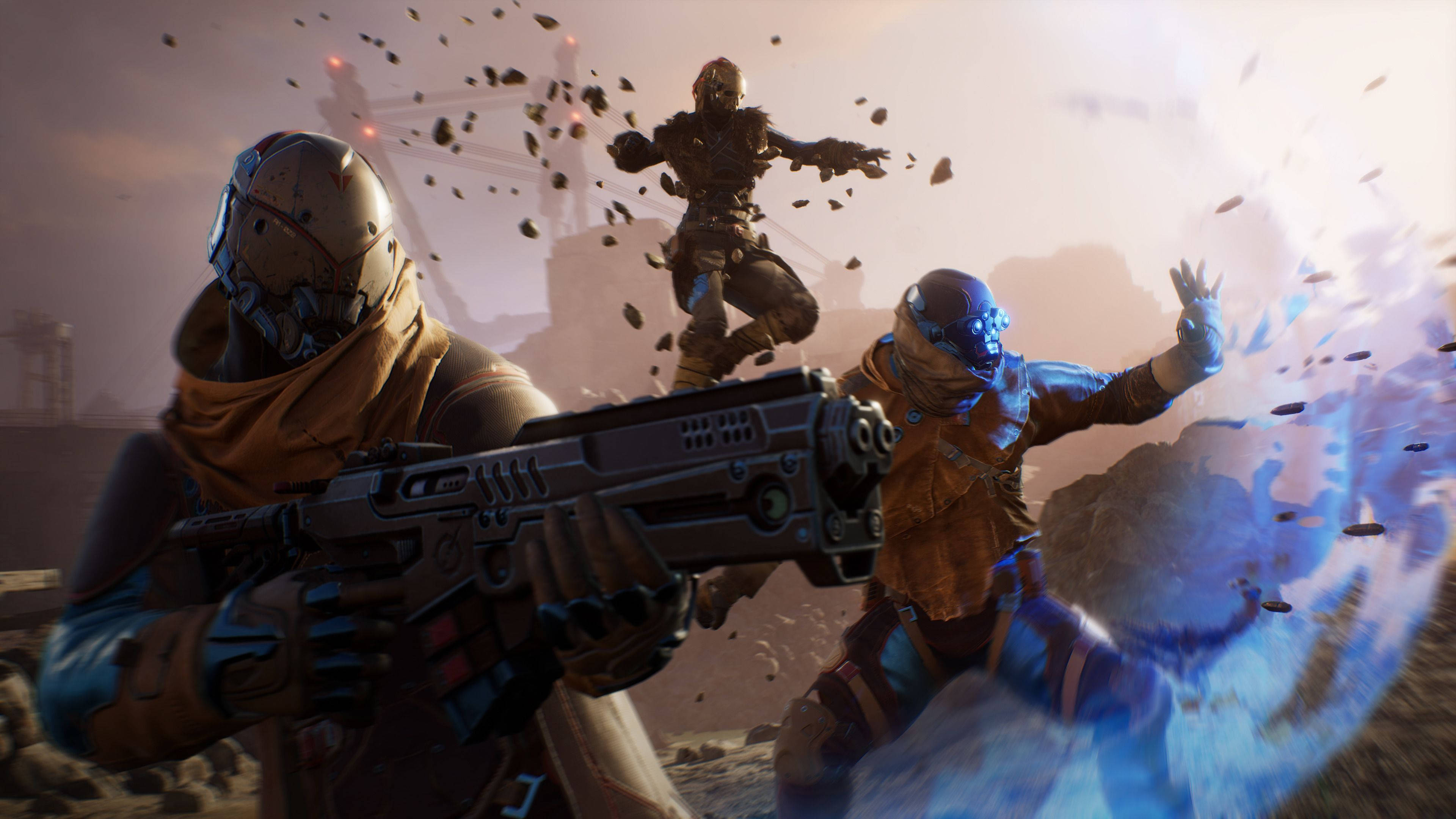 Outriders, mid-game, armored warriors, 4K Desktop Wallpaper