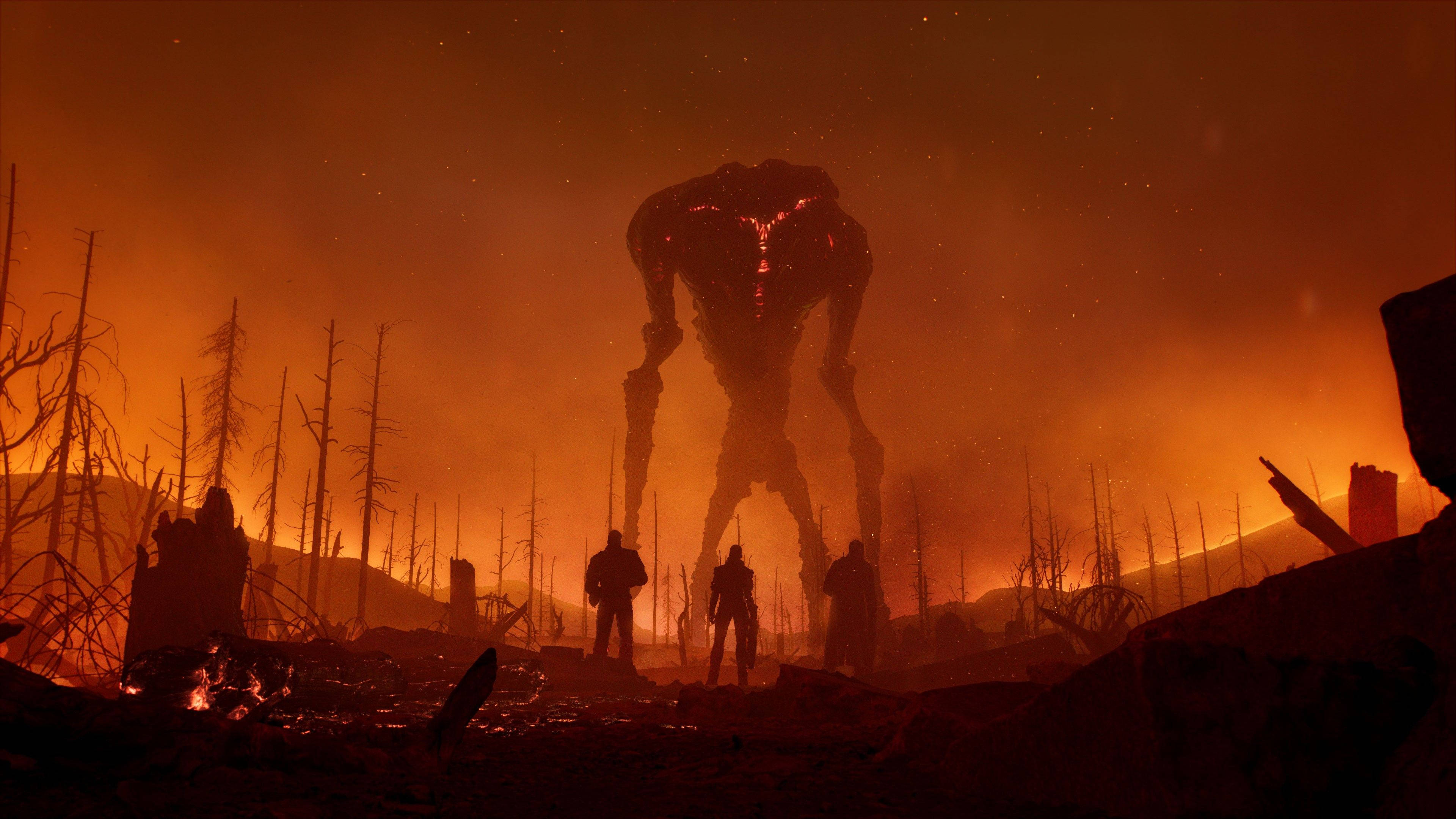 Outriders, boss battle, biomechanical monster, 4K Desktop Wallpaper