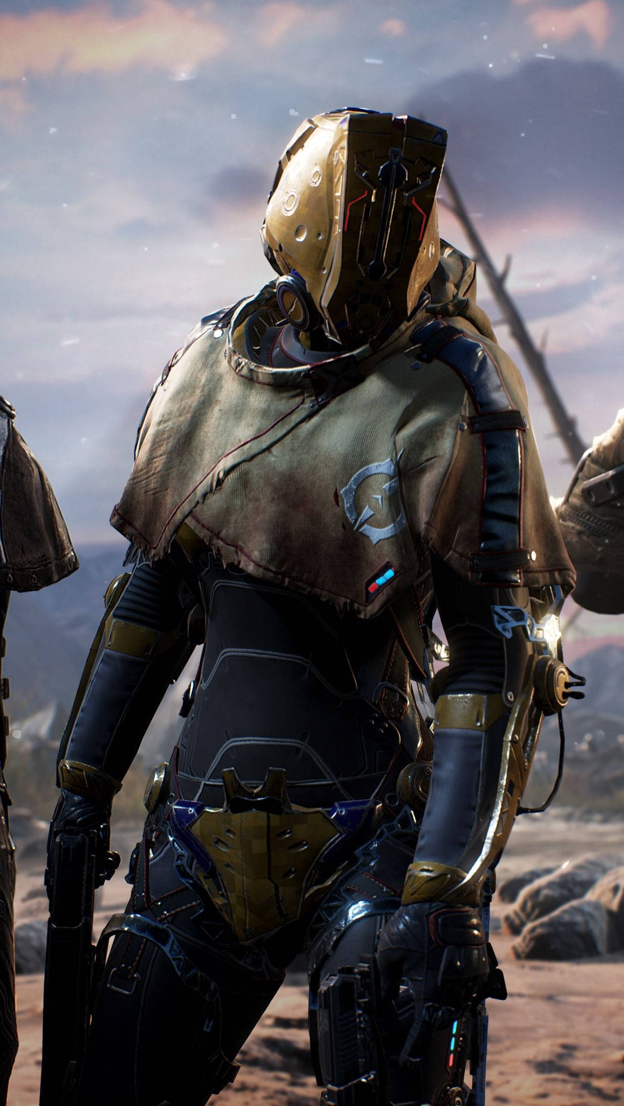 Outriders, futuristic soldier, desolate rocky wasteland, Full HD Phone Wallpaper