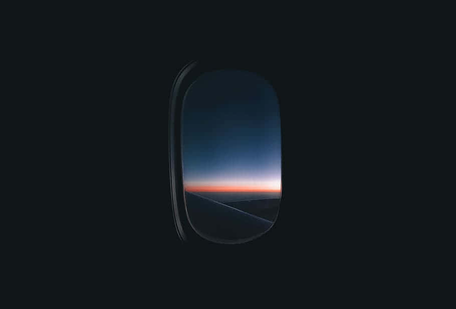 oval airplane window, twilight horizon, deep blue sky, SD Desktop Wallpaper