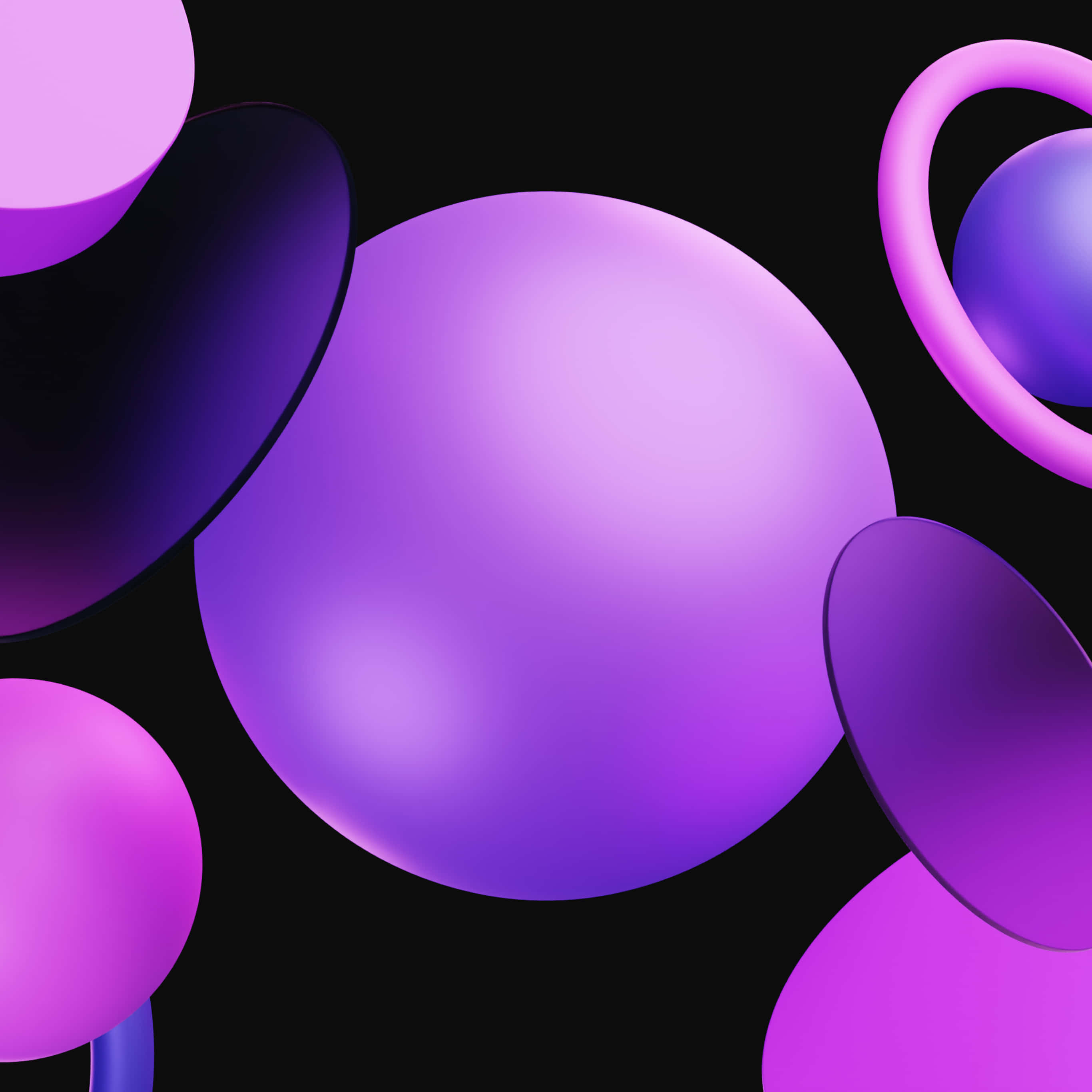 purple oval shapes, circle, black background, 2K Desktop Wallpaper