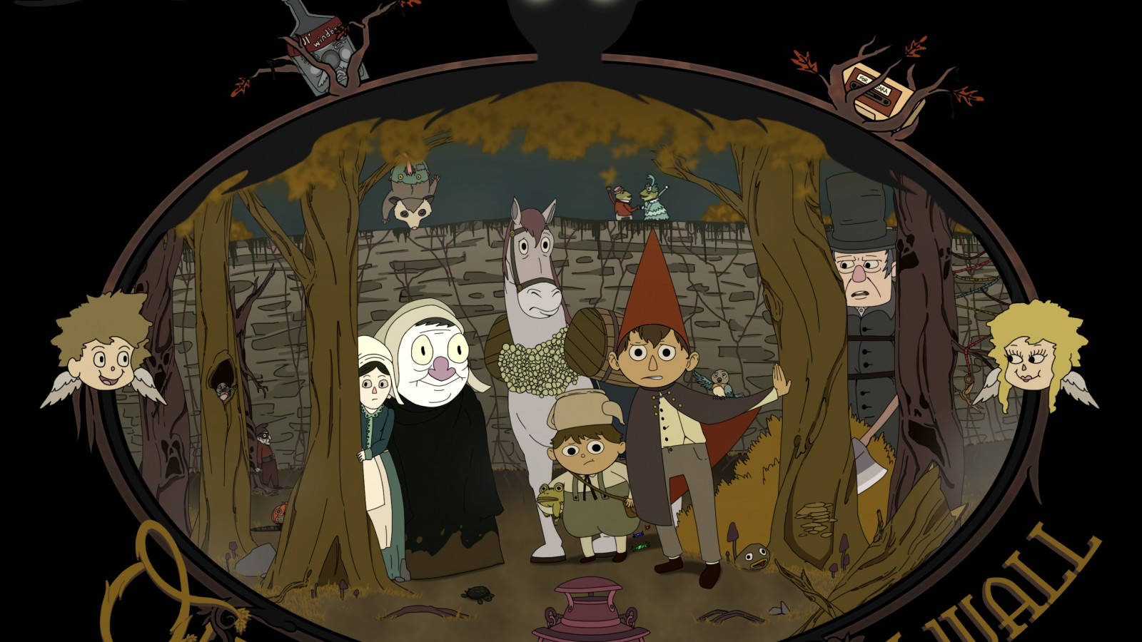 Over the Garden Wall, boy with a red hat, horse, HD Desktop Wallpaper