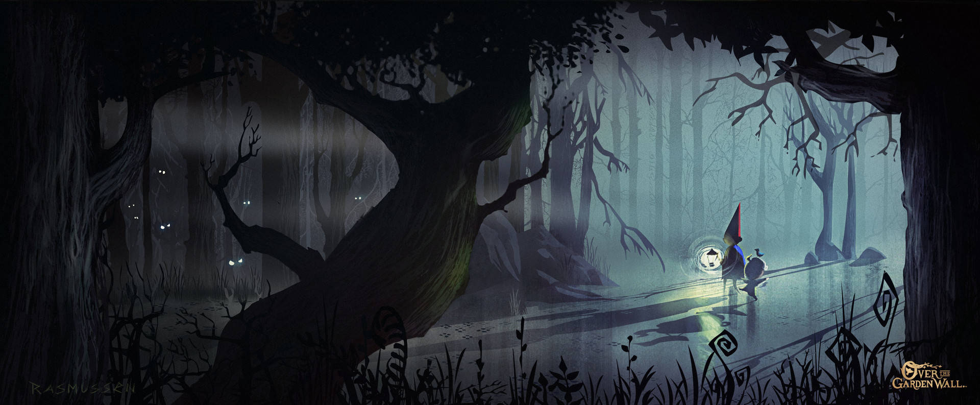 Over The Garden Wall, mystical forest, glowing lanterns, Full HD Desktop Wallpaper