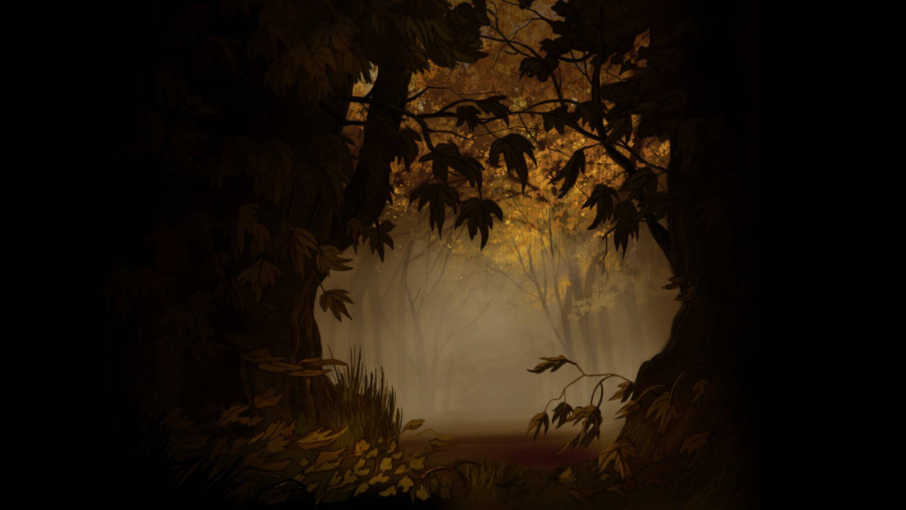 Over the garden wall, Empty Forest, misty forest path, HD Desktop Wallpaper