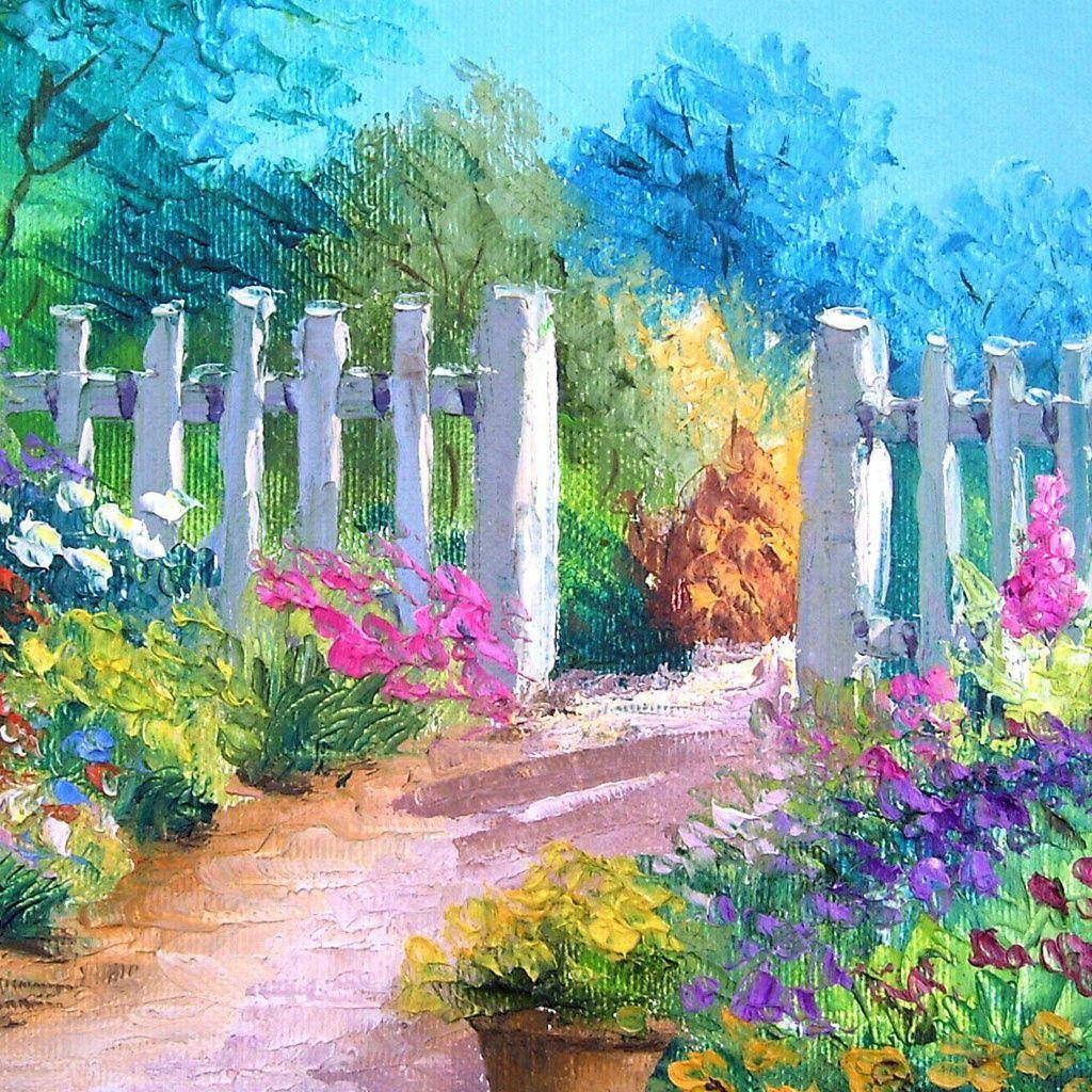 garden path, white picket fence, colorful flowers, SD Desktop Wallpaper