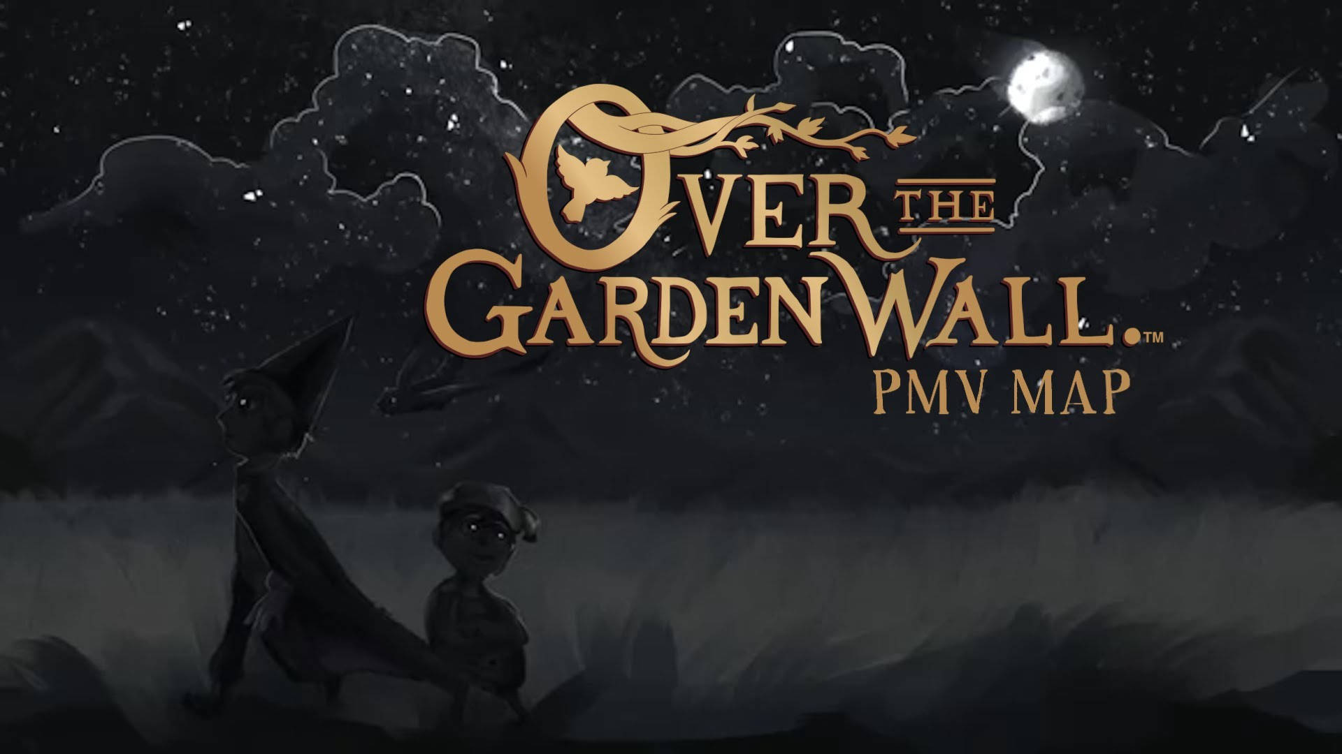 Over the Garden Wall, starry night sky, glowing moon, Full HD Desktop Wallpaper
