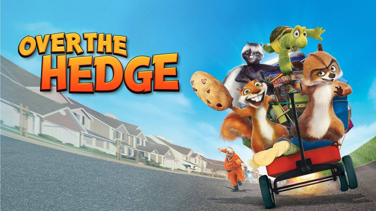 Over The Hedge, cart, suburban street, HD Desktop Wallpaper