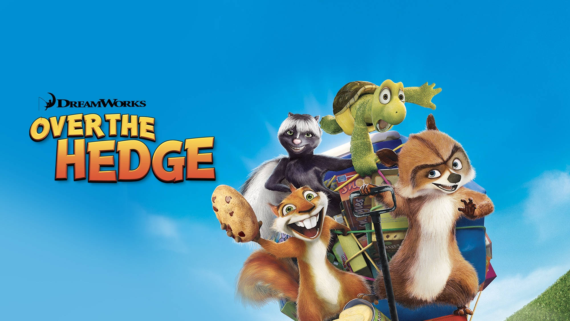 Over The Hedge, animated animal friends, colorful cart, Full HD Desktop Wallpaper