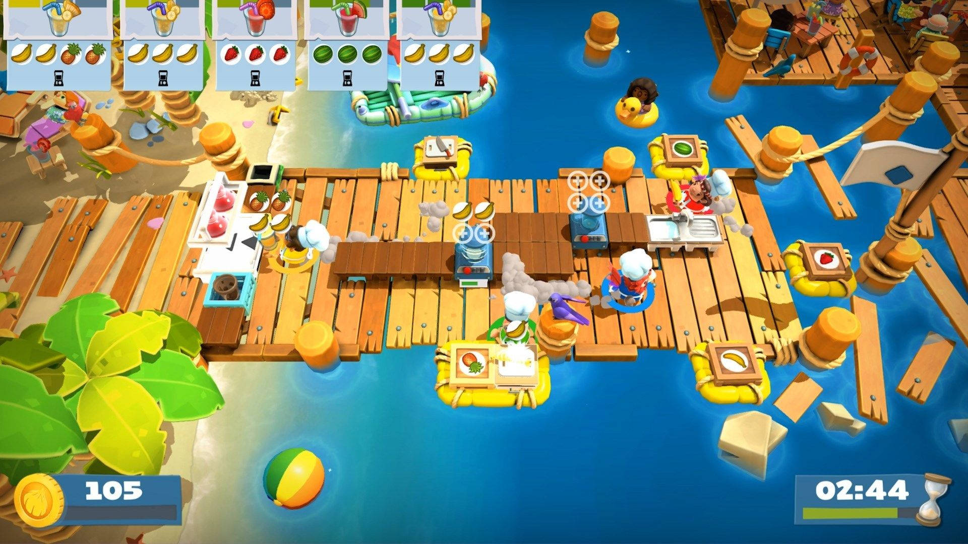 Overcooked, boat dock, tropical beach, Full HD Desktop Wallpaper