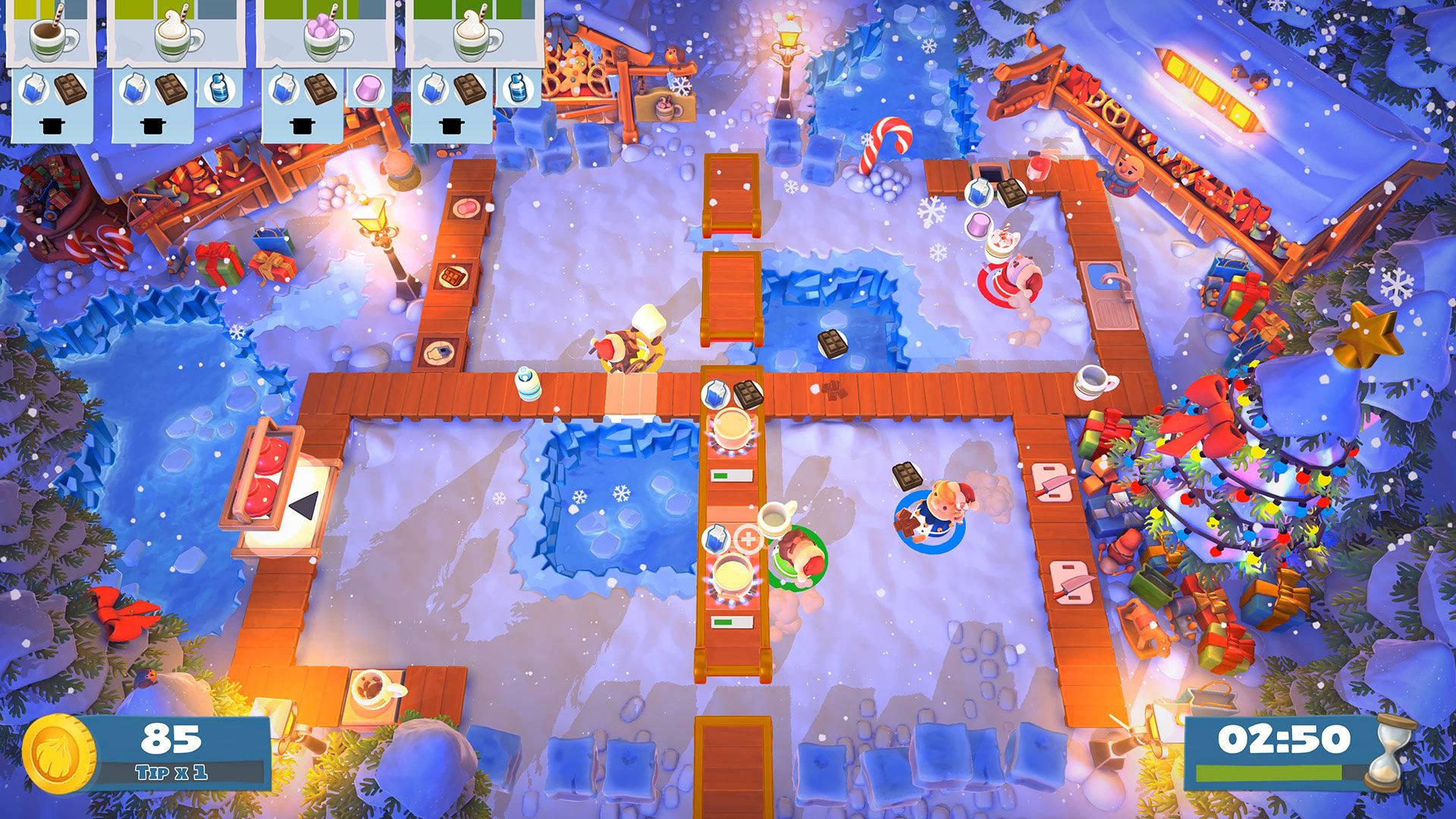 Overcooked, snow level, Christmas-themed, Full HD Desktop Wallpaper