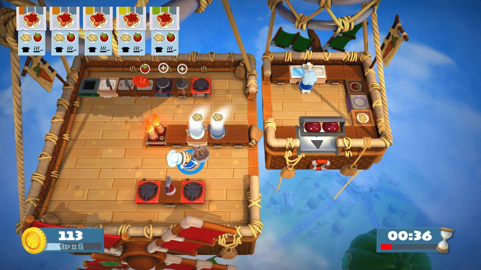 Overcooked, simple balloon level, top-down view, HD Desktop Wallpaper
