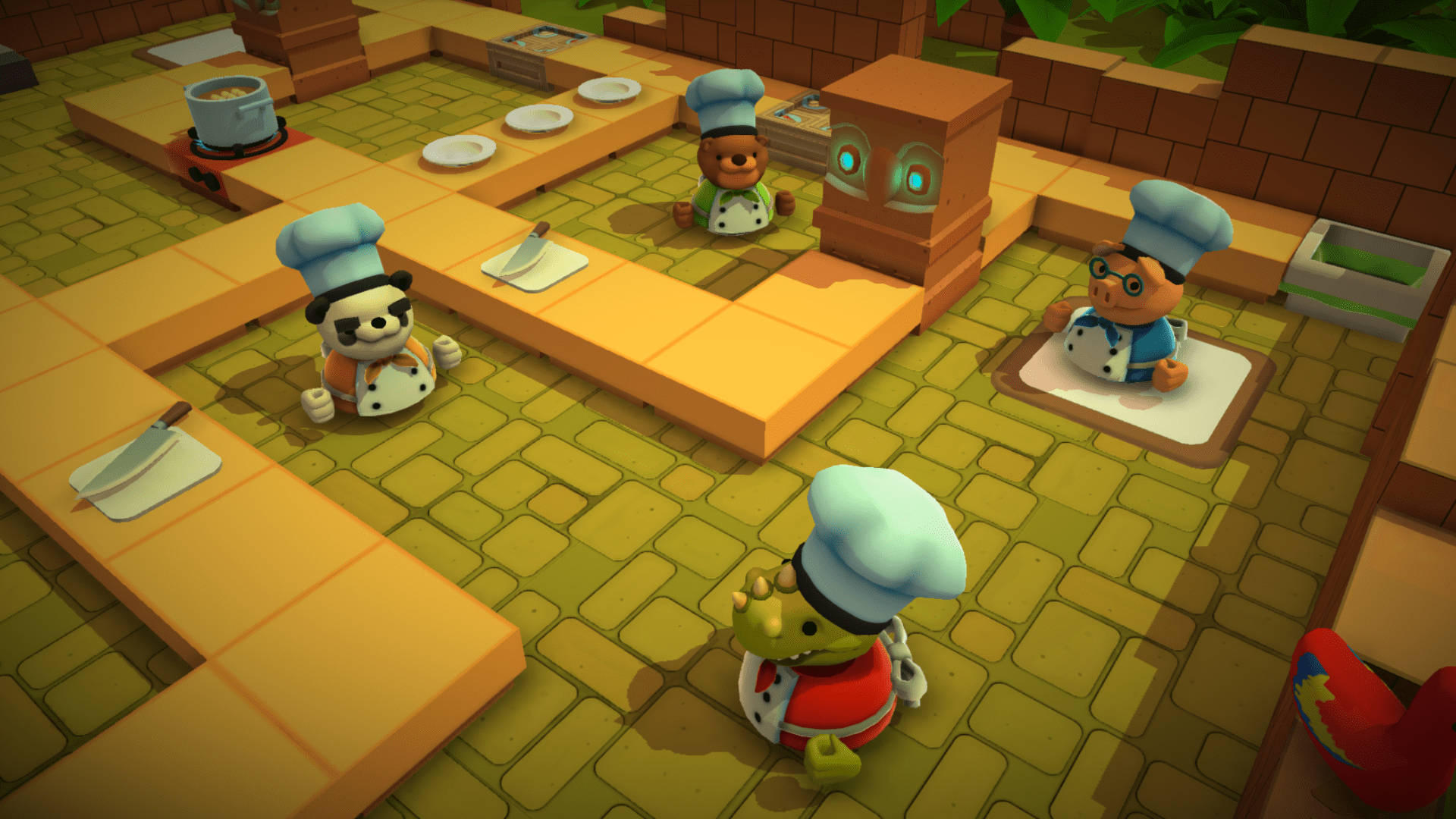 Overcooked, animal chefs, chef hats, Full HD Desktop Wallpaper