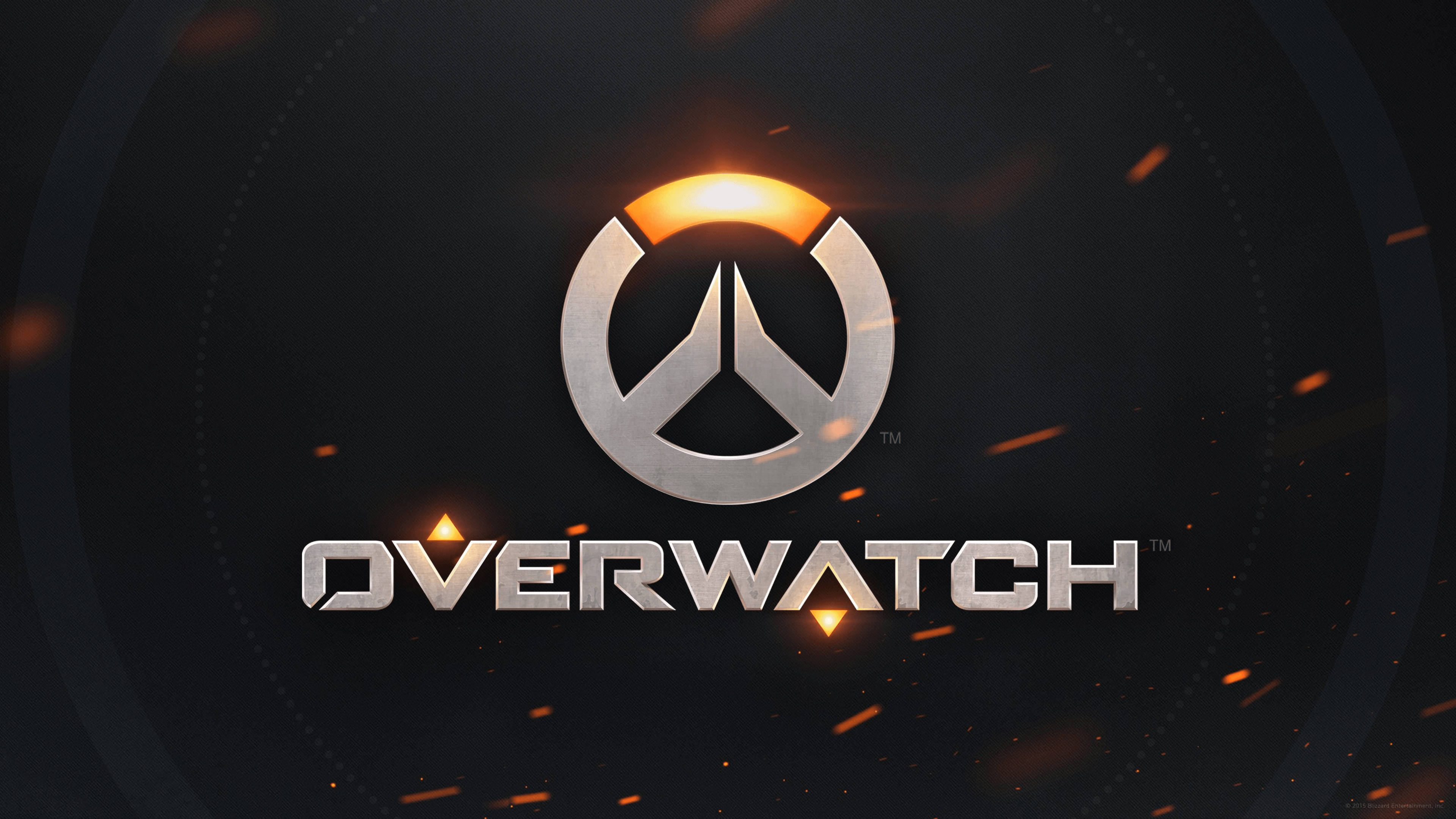 Overwatch, gamer logo, fiery orange sparks, 4K Desktop Wallpaper