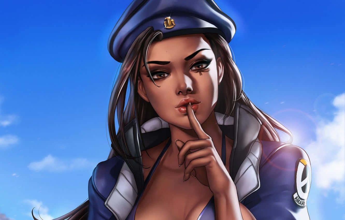Overwatch Ana, anime officer, blue uniform, HD Desktop Wallpaper