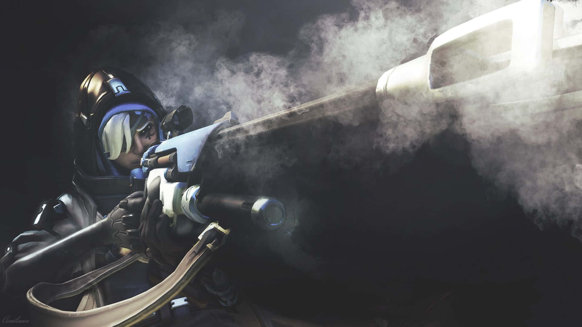 Overwatch, Ana, white hair, Full HD Desktop Wallpaper