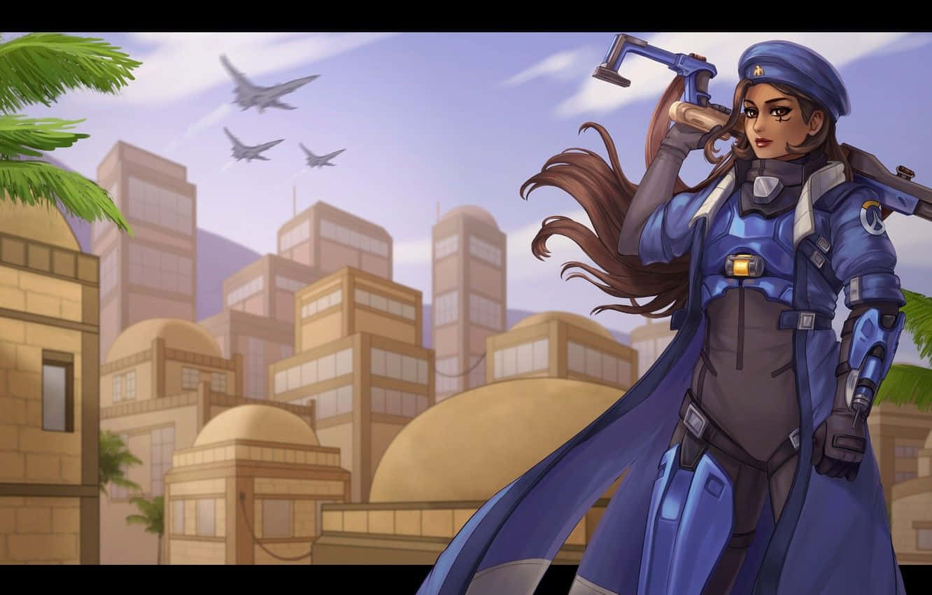 Overwatch, Ana, blue armor, HD Desktop Wallpaper