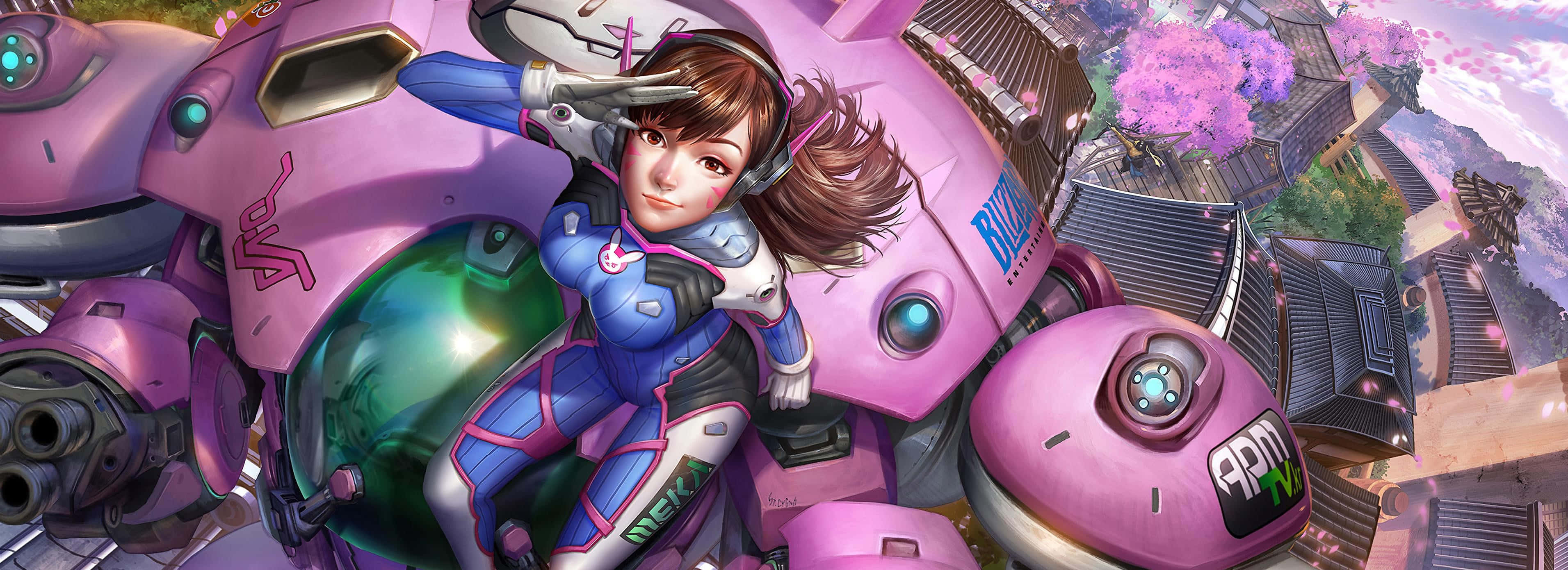 Overwatch Dual, female hero, blue and white armor, 2K Desktop Wallpaper