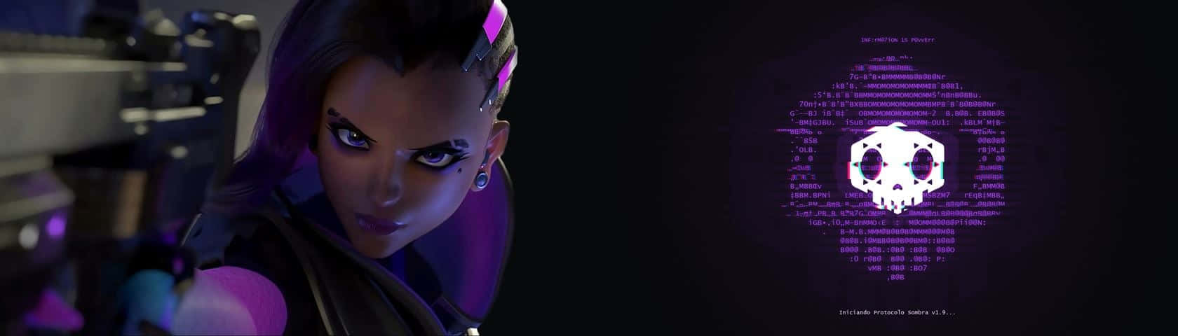 Overwatch, cyberpunk woman, glowing purple hair, HD Desktop Wallpaper
