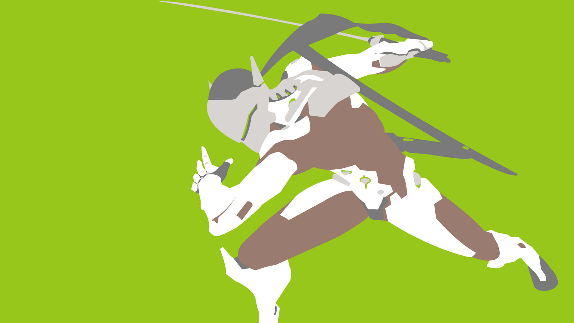 Overwatch Genji, anime warrior, white and brown armor, Full HD Desktop Wallpaper