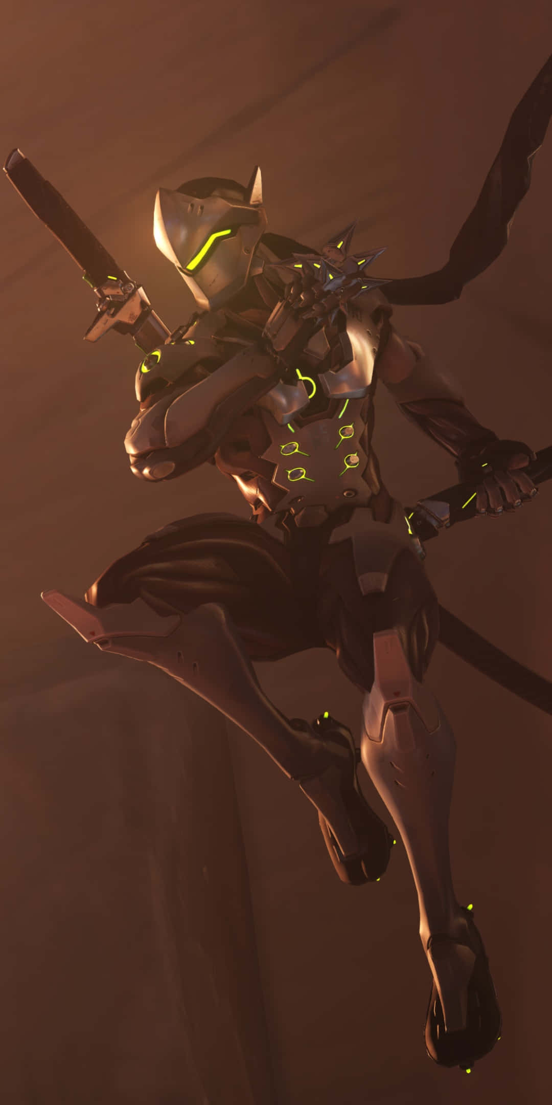 Overwatch Genji, sleek armor, glowing green accents, Full HD Phone Wallpaper