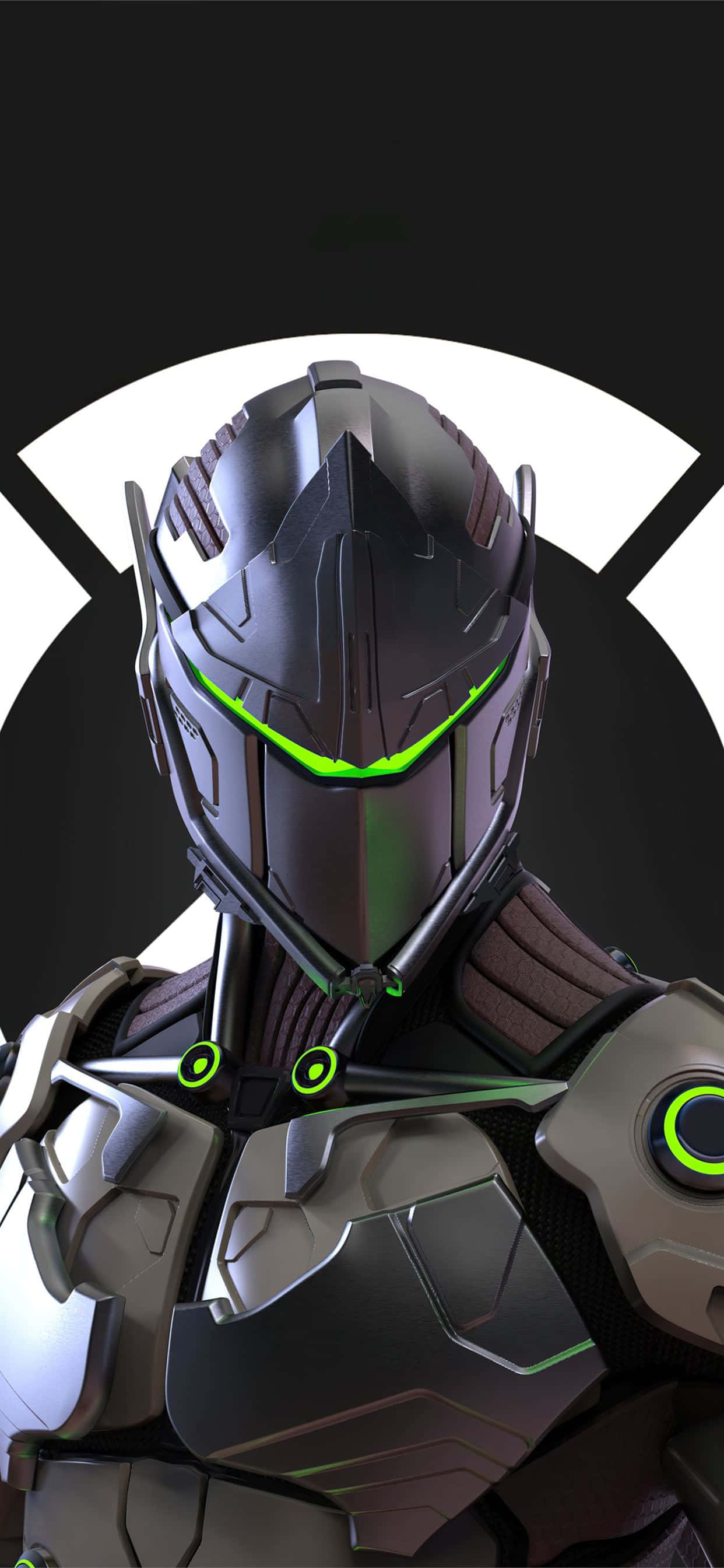 Overwatch Genji, glowing green eyes, cybernetic details, 2K Phone Wallpaper