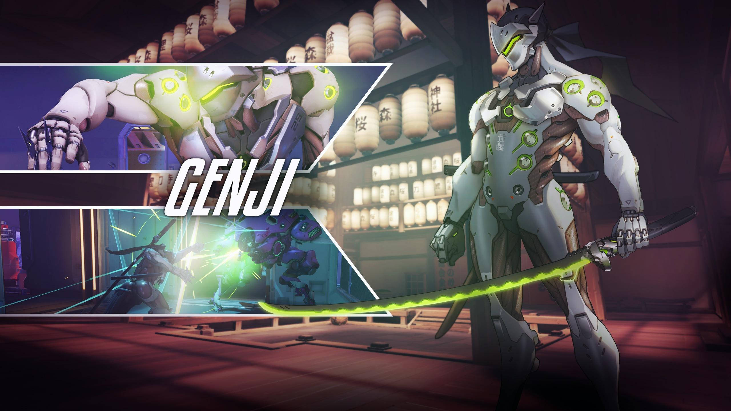 Genji, Overwatch 2, katana, 2K Desktop Wallpaper
