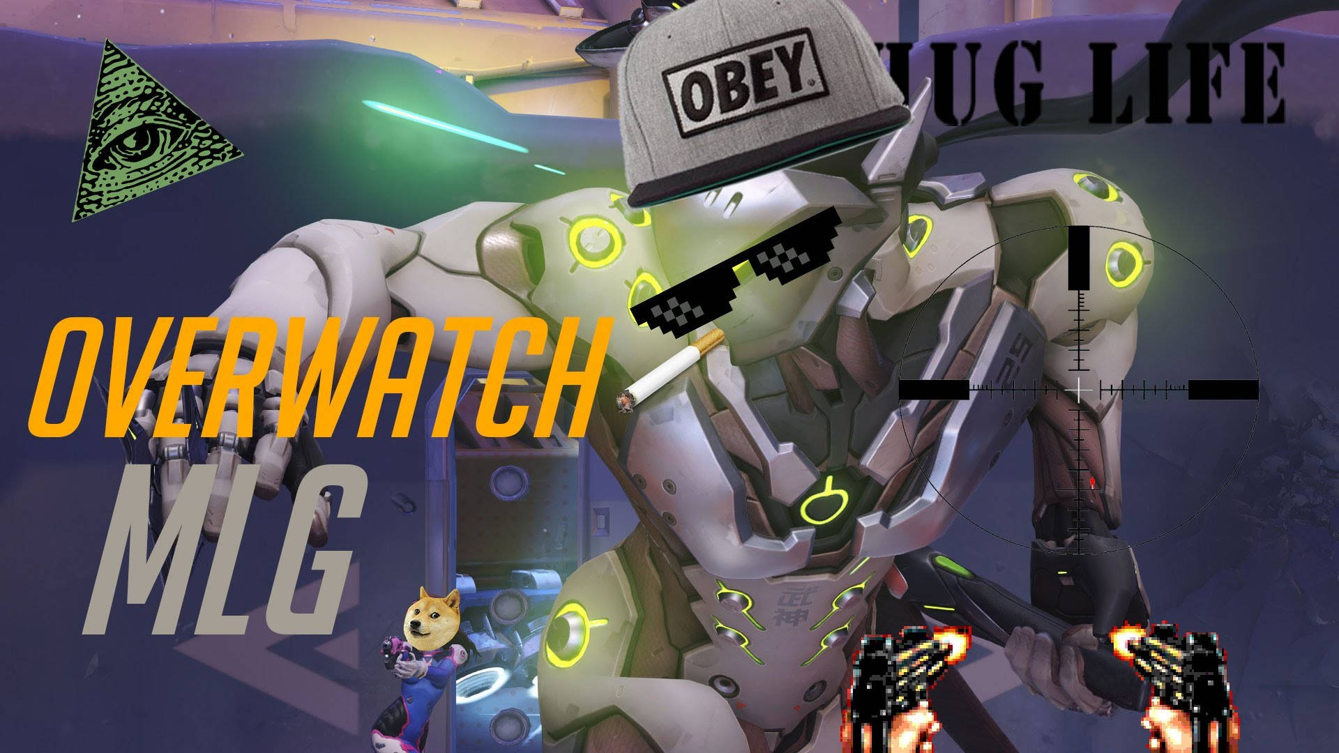 Overwatch Genji, cyberpunk, grey cap, Full HD Desktop Wallpaper