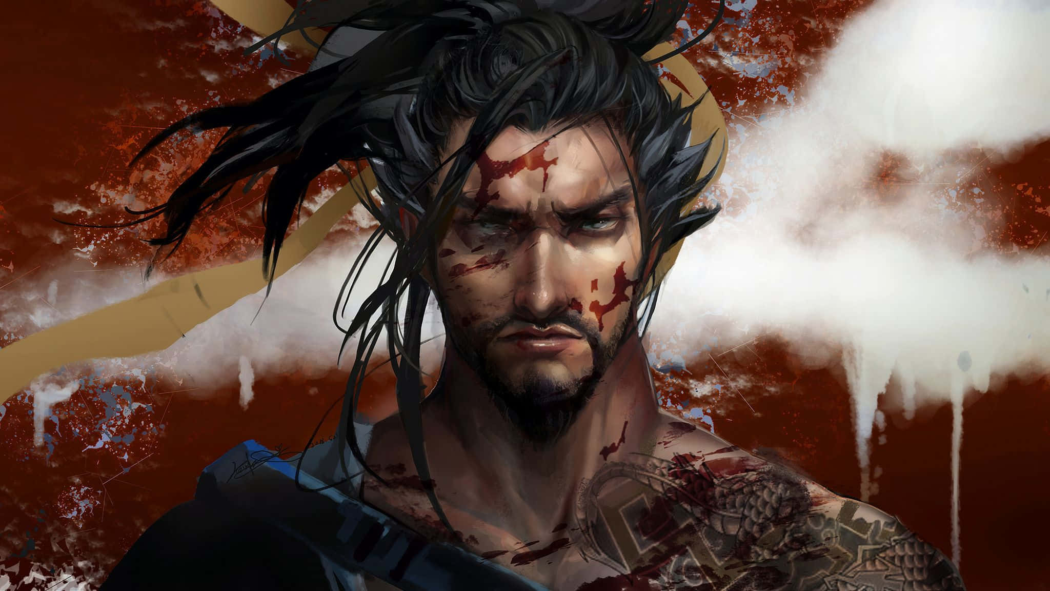 Overwatch, Hanzo, samurai warrior, Full HD Desktop Wallpaper