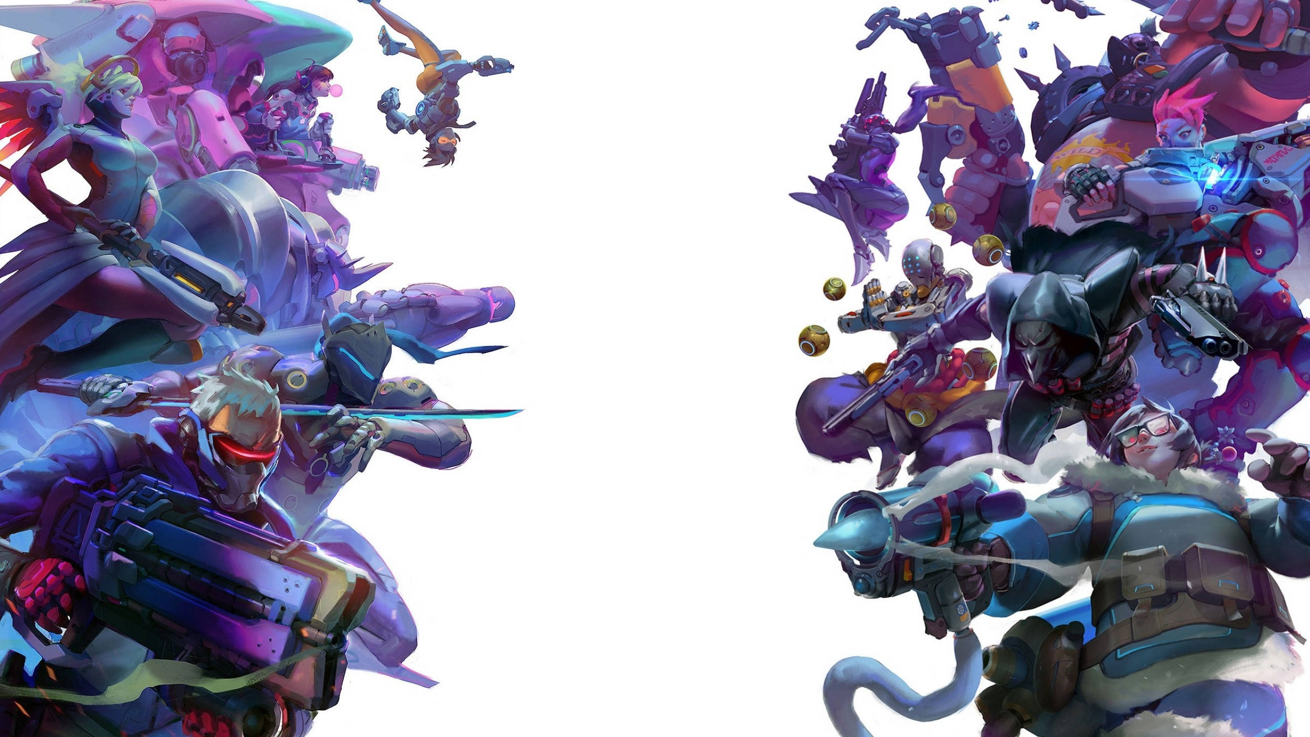 Overwatch Heroes, digital artwork, stylized video game characters, 2K Desktop Wallpaper