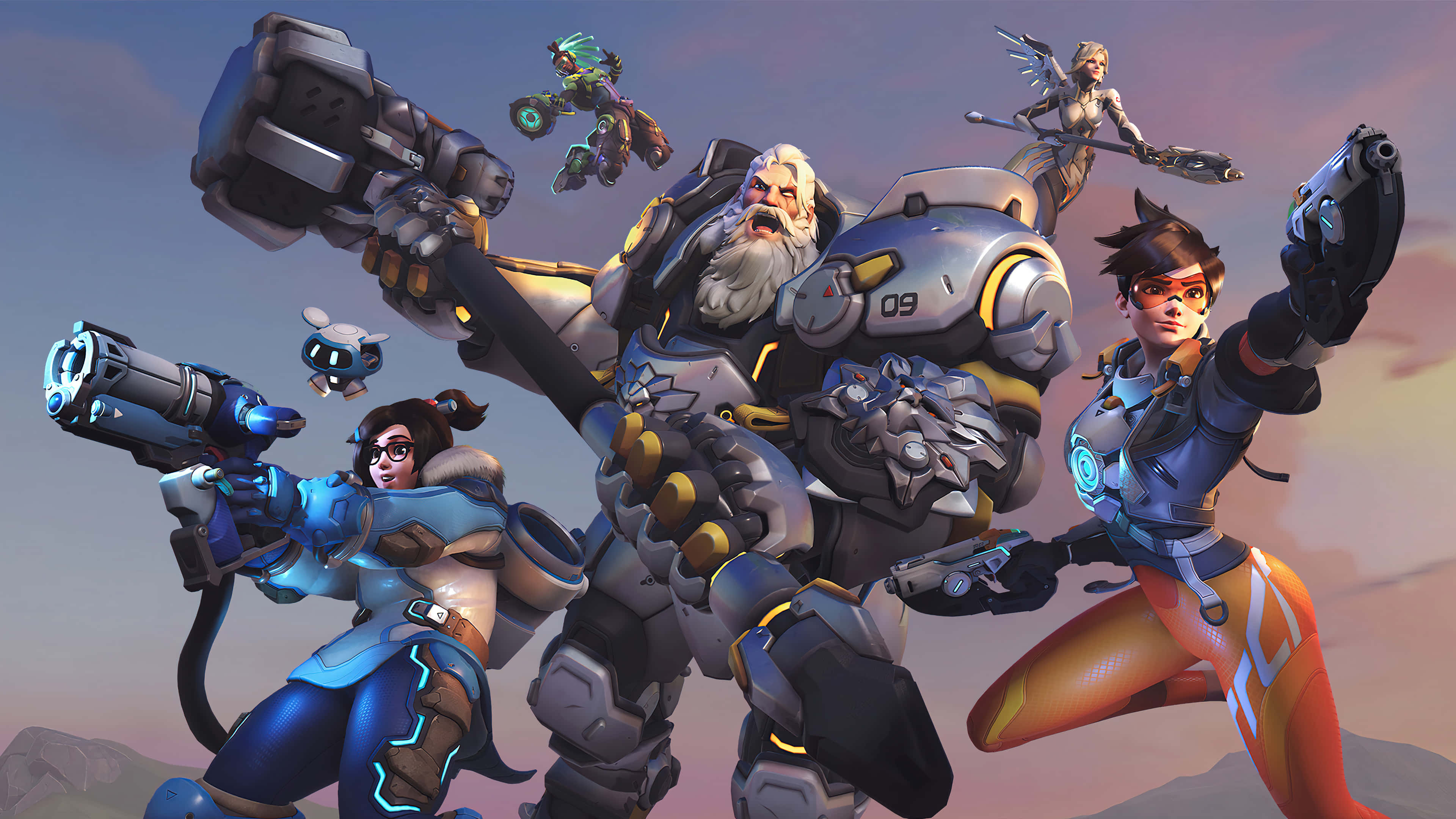 Overwatch Heroes, twilight sky, combat gear, 4K Desktop Wallpaper
