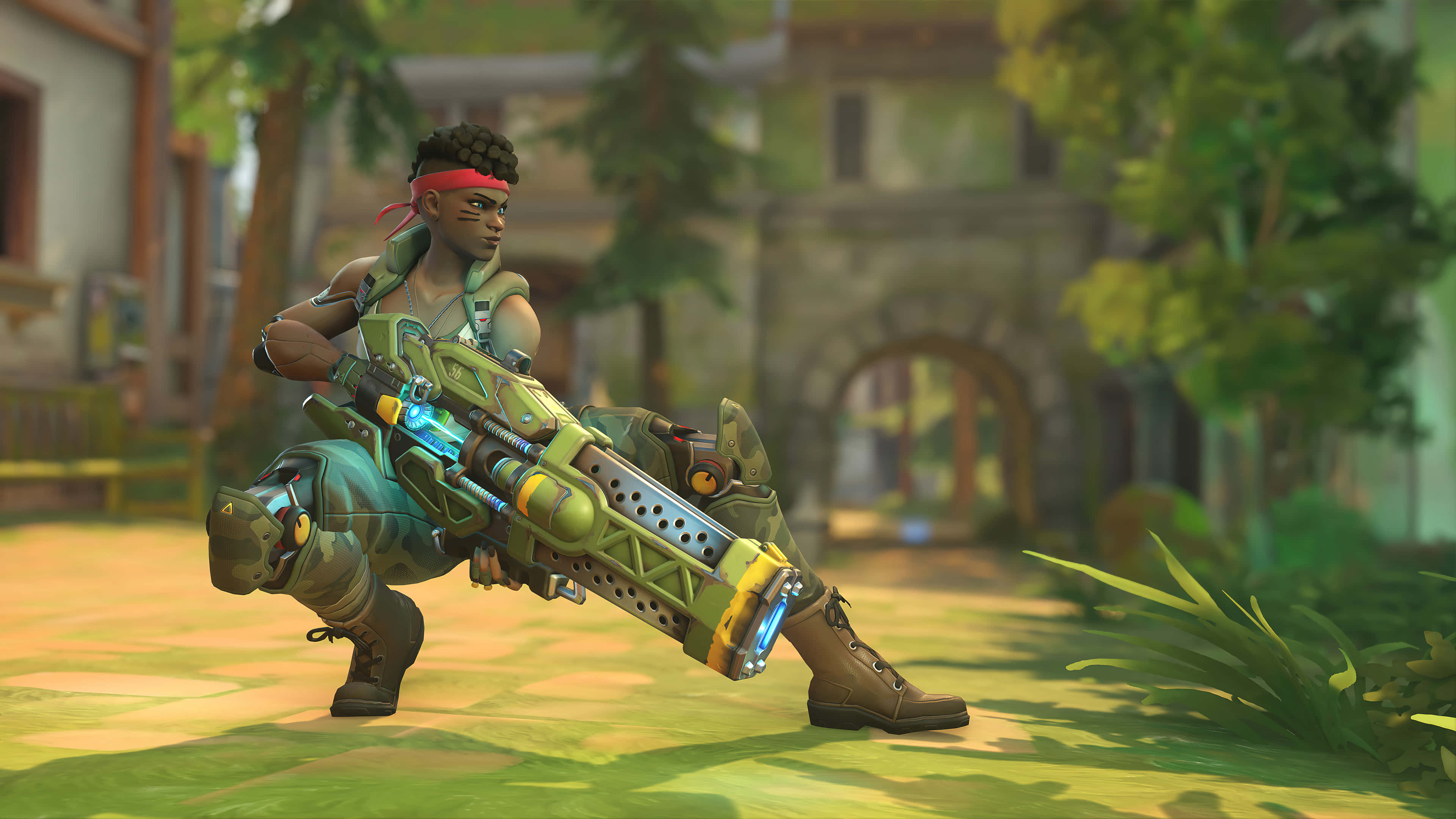Overwatch Heroes, green armor, futuristic weapon, 4K Desktop Wallpaper