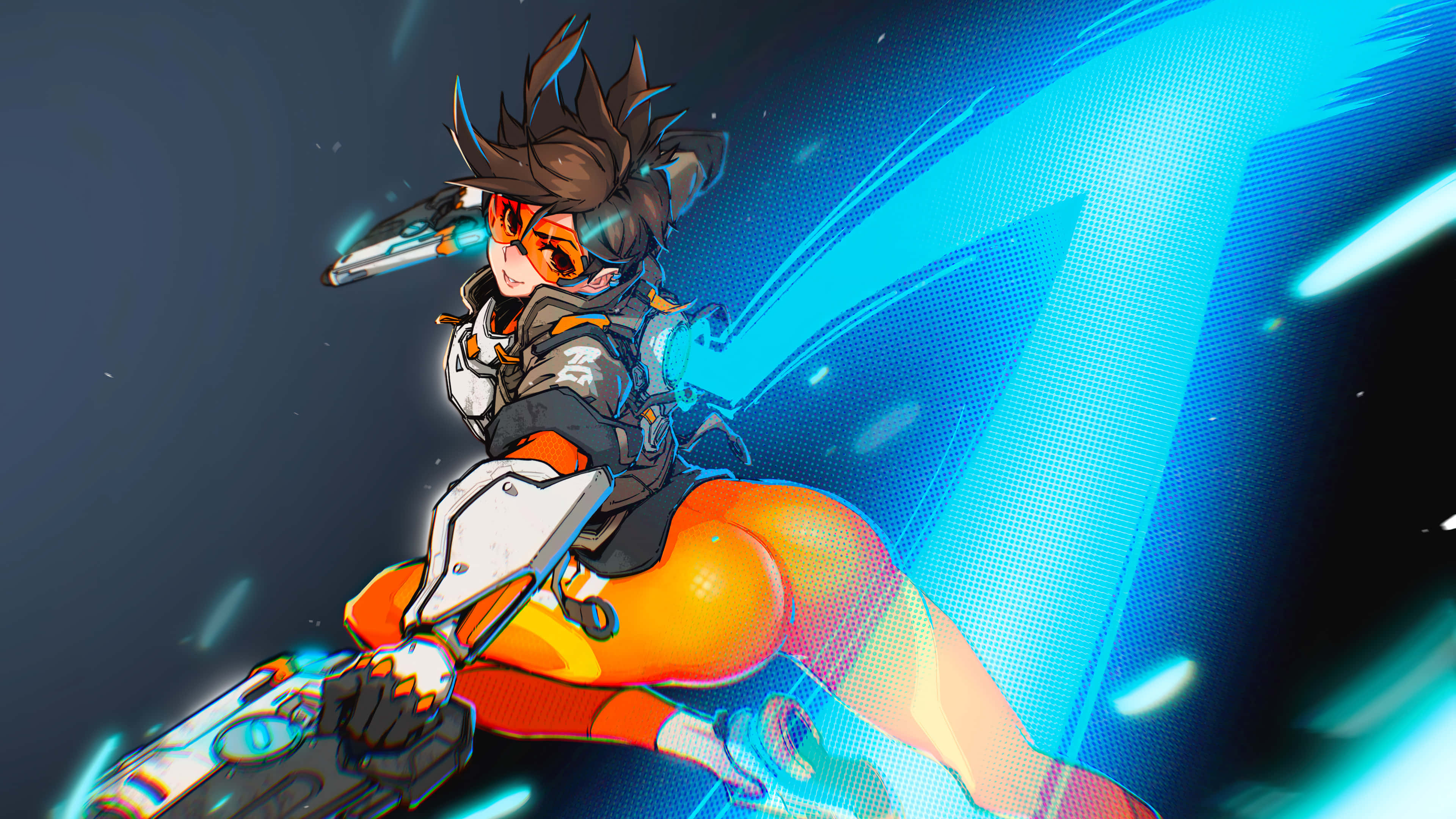 Overwatch Heroes, anime character, orange and gray gear, 4K Desktop Wallpaper