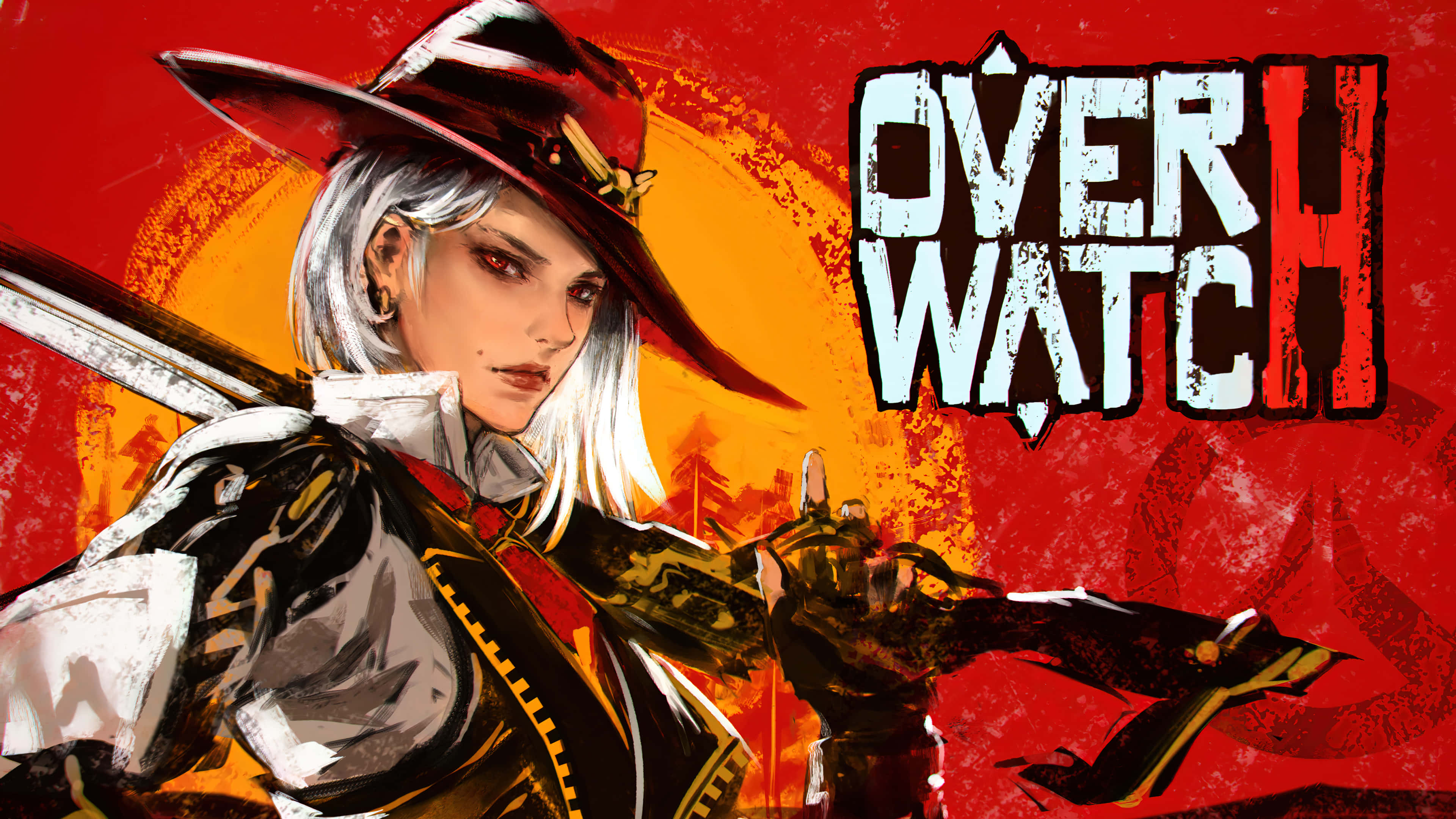 Overwatch Heroes, white hair, red hat, 4K Desktop Wallpaper