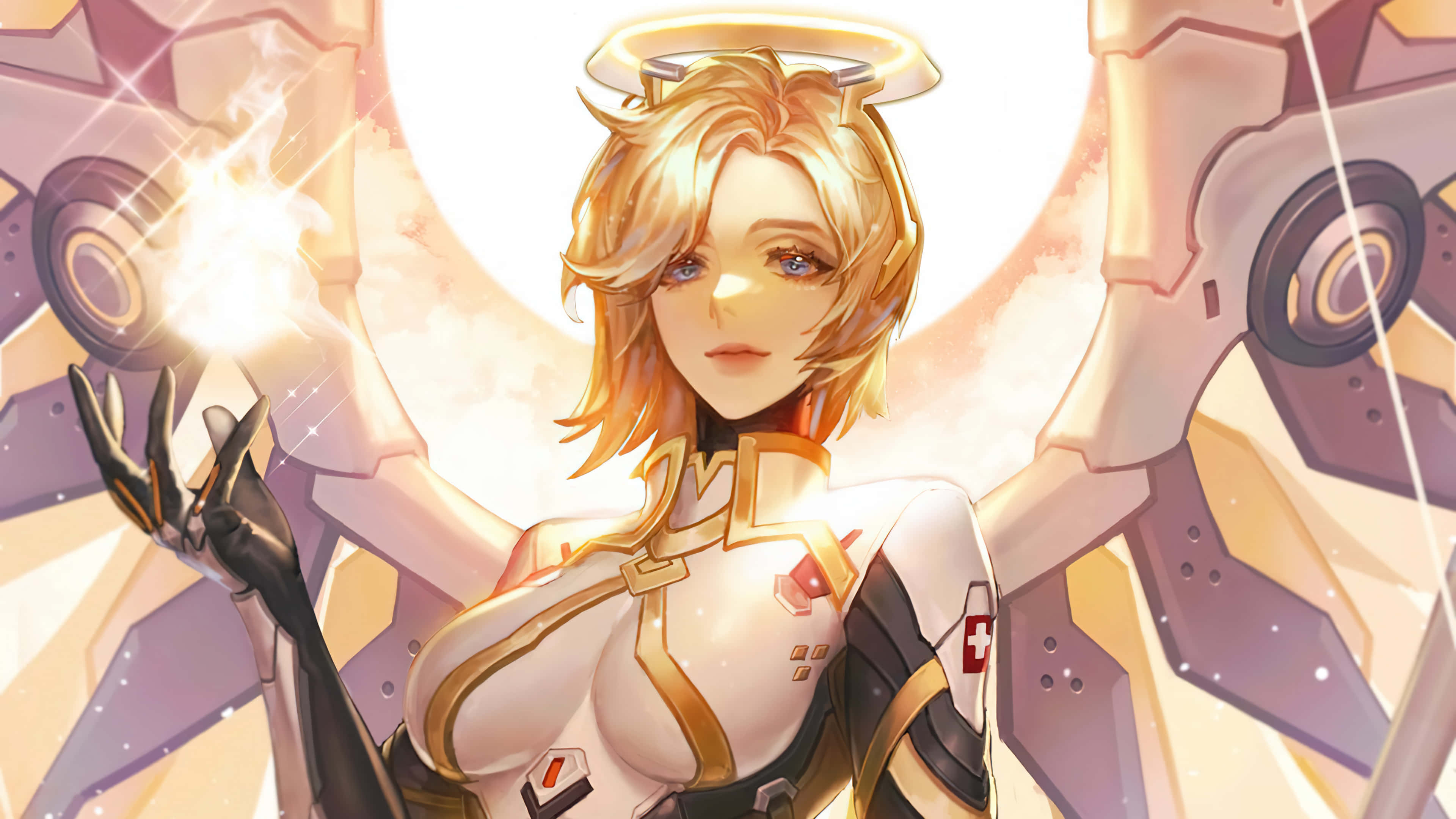 Overwatch Heroes, anime angel, golden hair, 4K Desktop Wallpaper