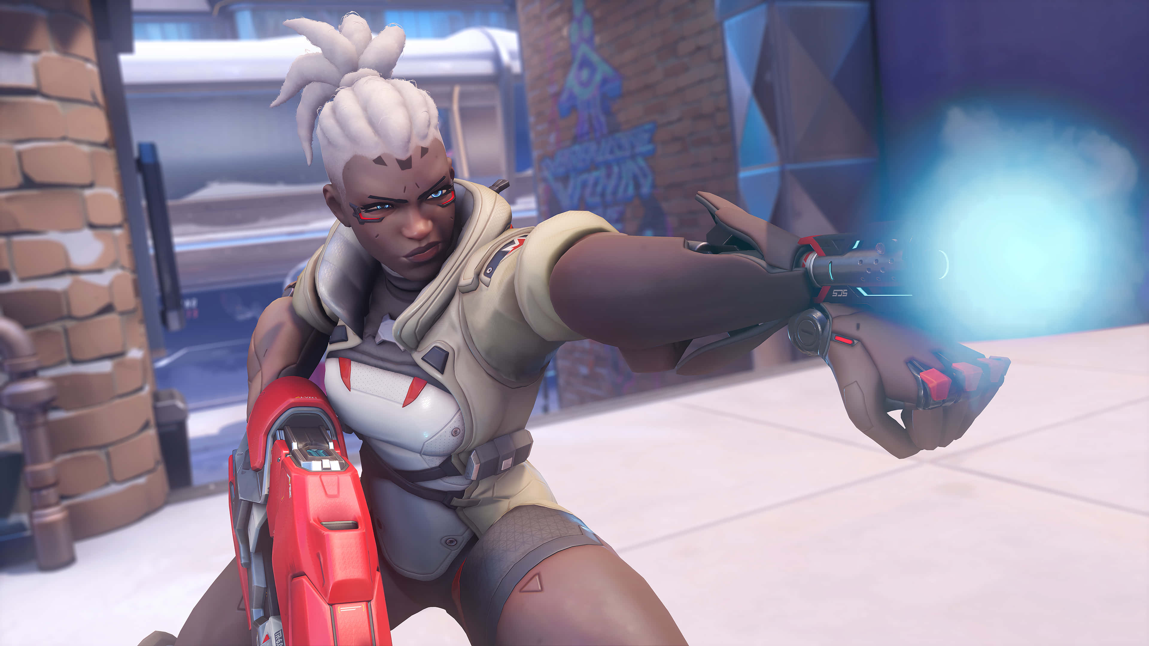 Overwatch Heroes, white hair, red eyes, 4K Desktop Wallpaper