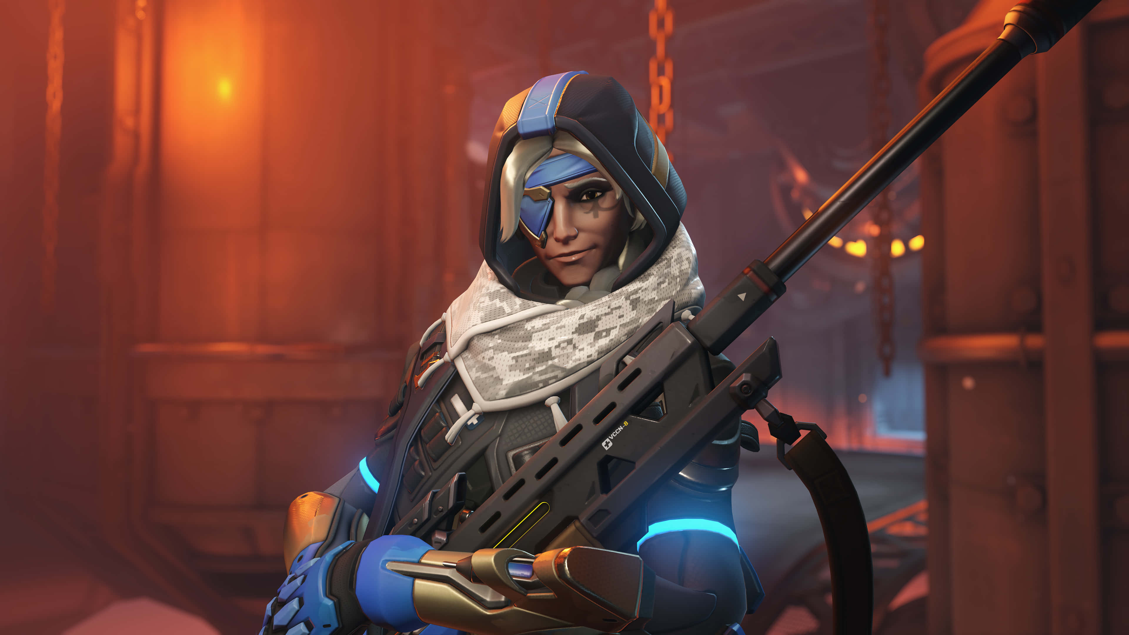 Overwatch Heroes, futuristic soldier, blue and gray gear, 4K Desktop Wallpaper