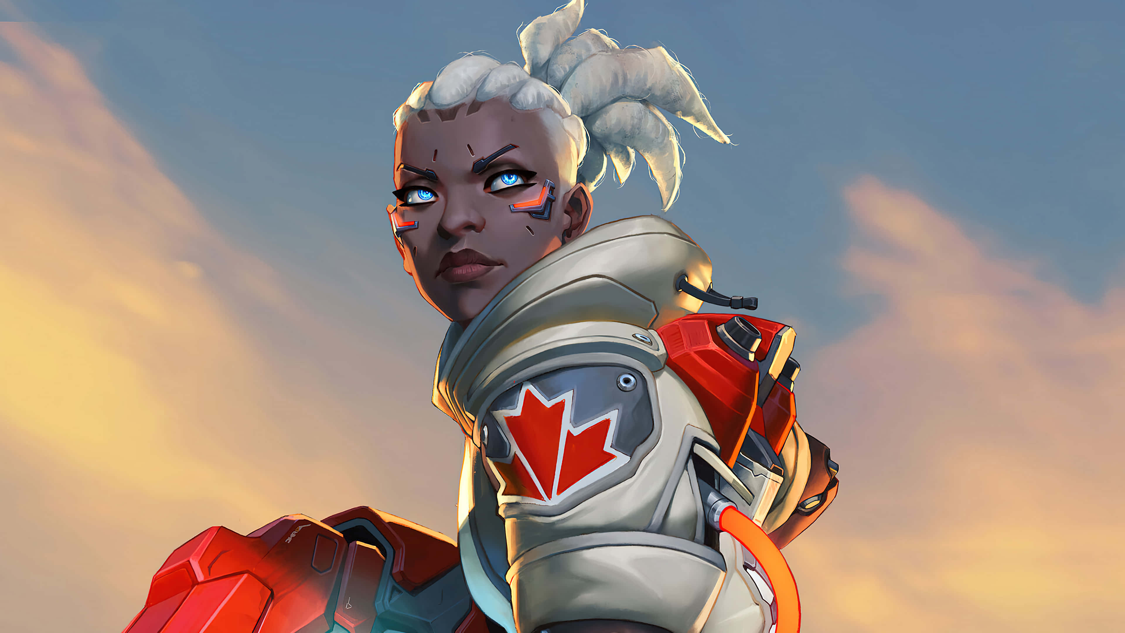 Overwatch Heroes, white hair, blue eyes, 4K Desktop Wallpaper