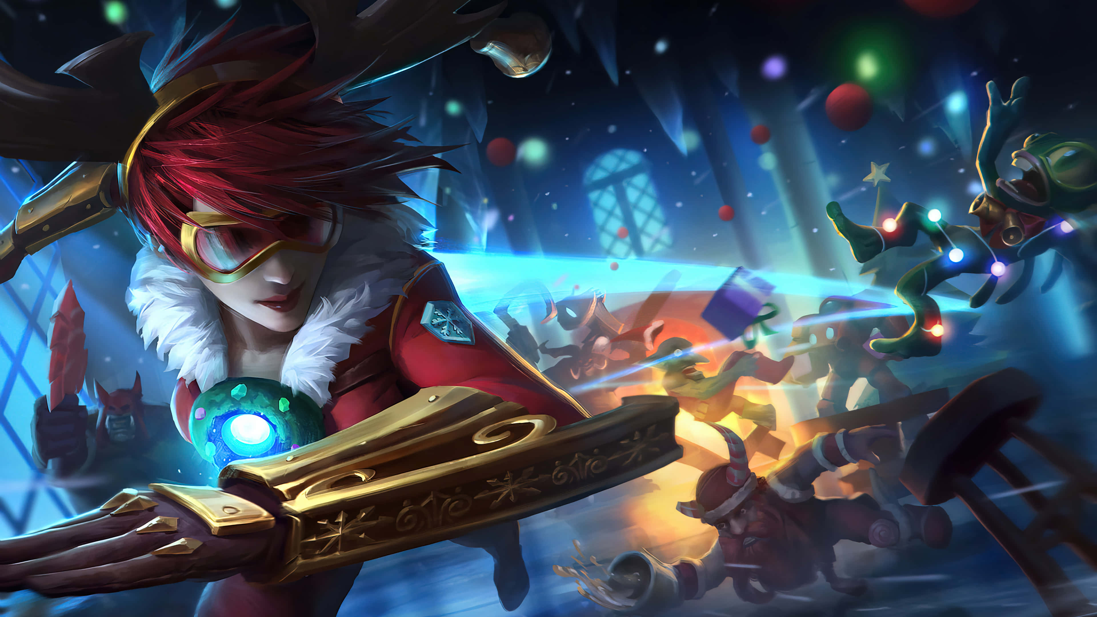 Overwatch Heroes, red-haired warrior, festive gear, 4K Desktop Wallpaper