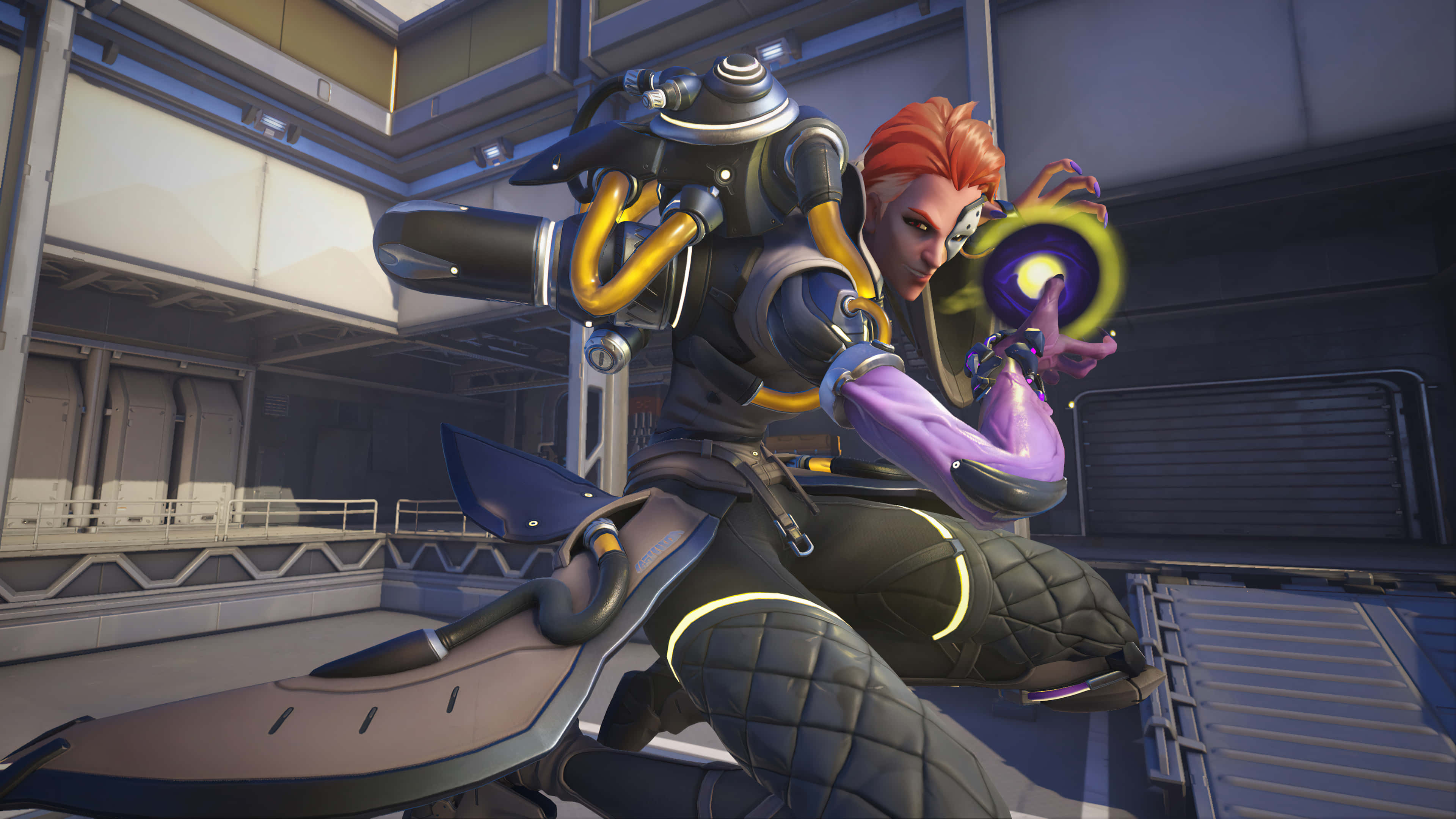 Overwatch Heroes, red hair, cybernetic limbs, 4K Desktop Wallpaper