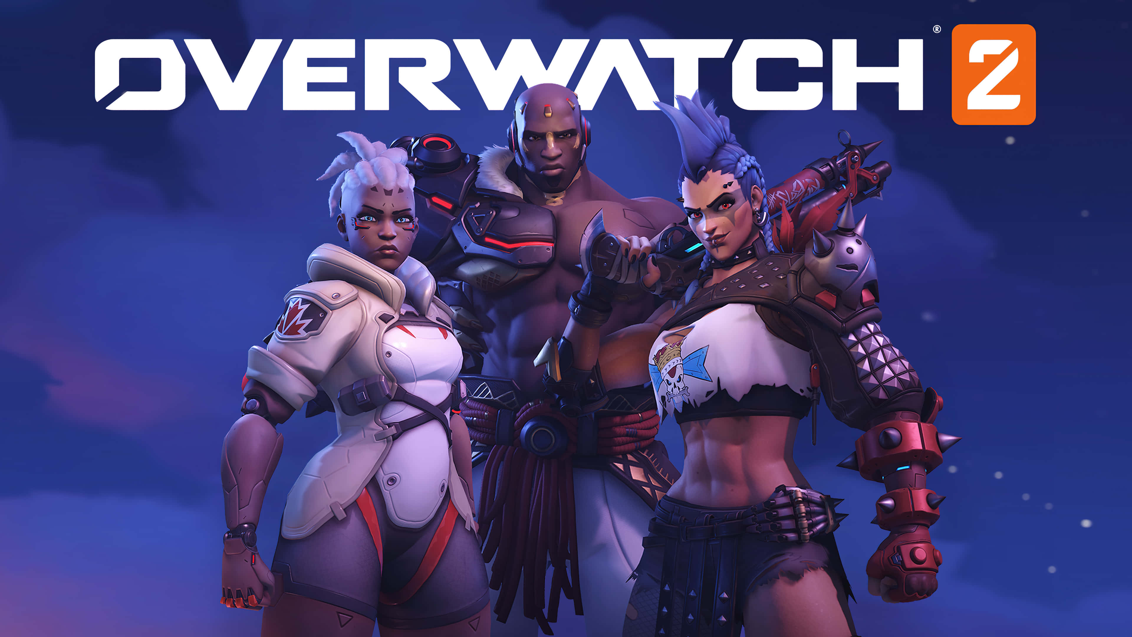 Overwatch 2, starry twilight sky, game title, 4K Desktop Wallpaper