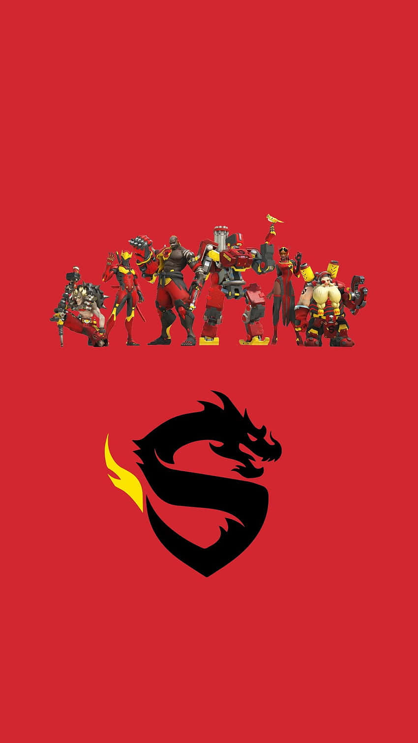 Overwatch League, red and gold armor, solid red background, HD Phone Wallpaper