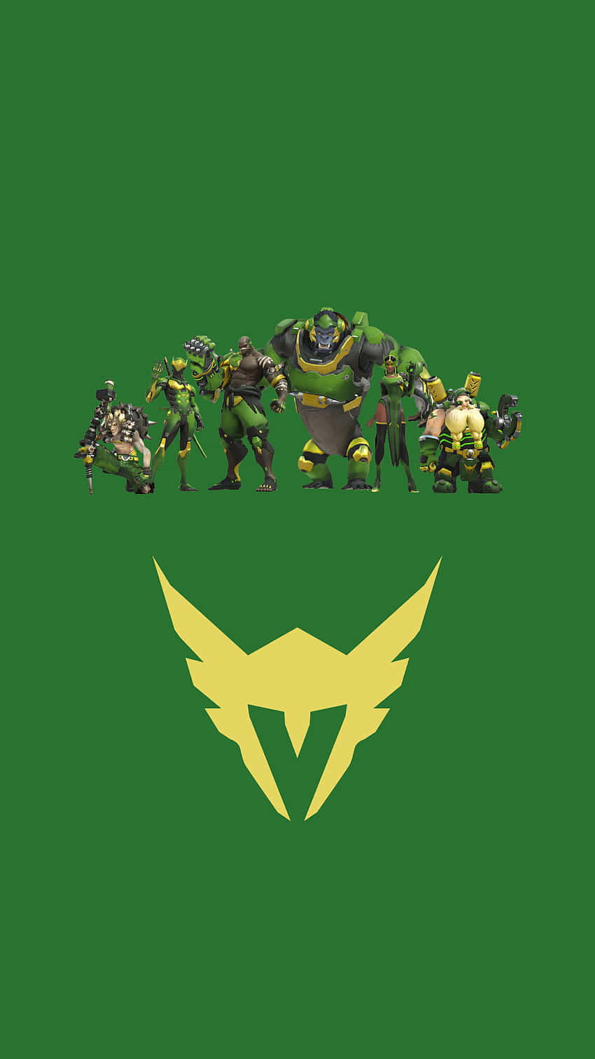 Overwatch League, green and yellow armored characters, golden winged emblem, HD Phone Wallpaper