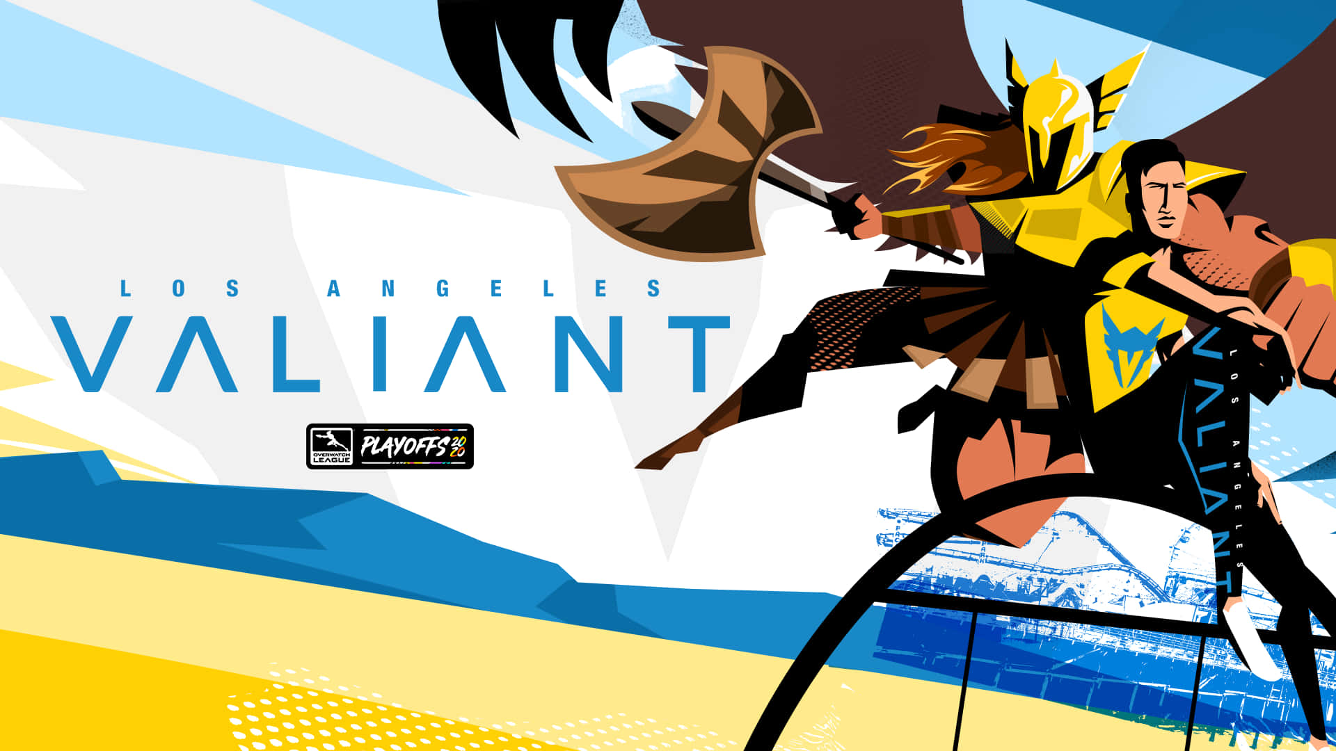 Overwatch League, yellow and black gear, geometric backgrounds, Full HD Desktop Wallpaper
