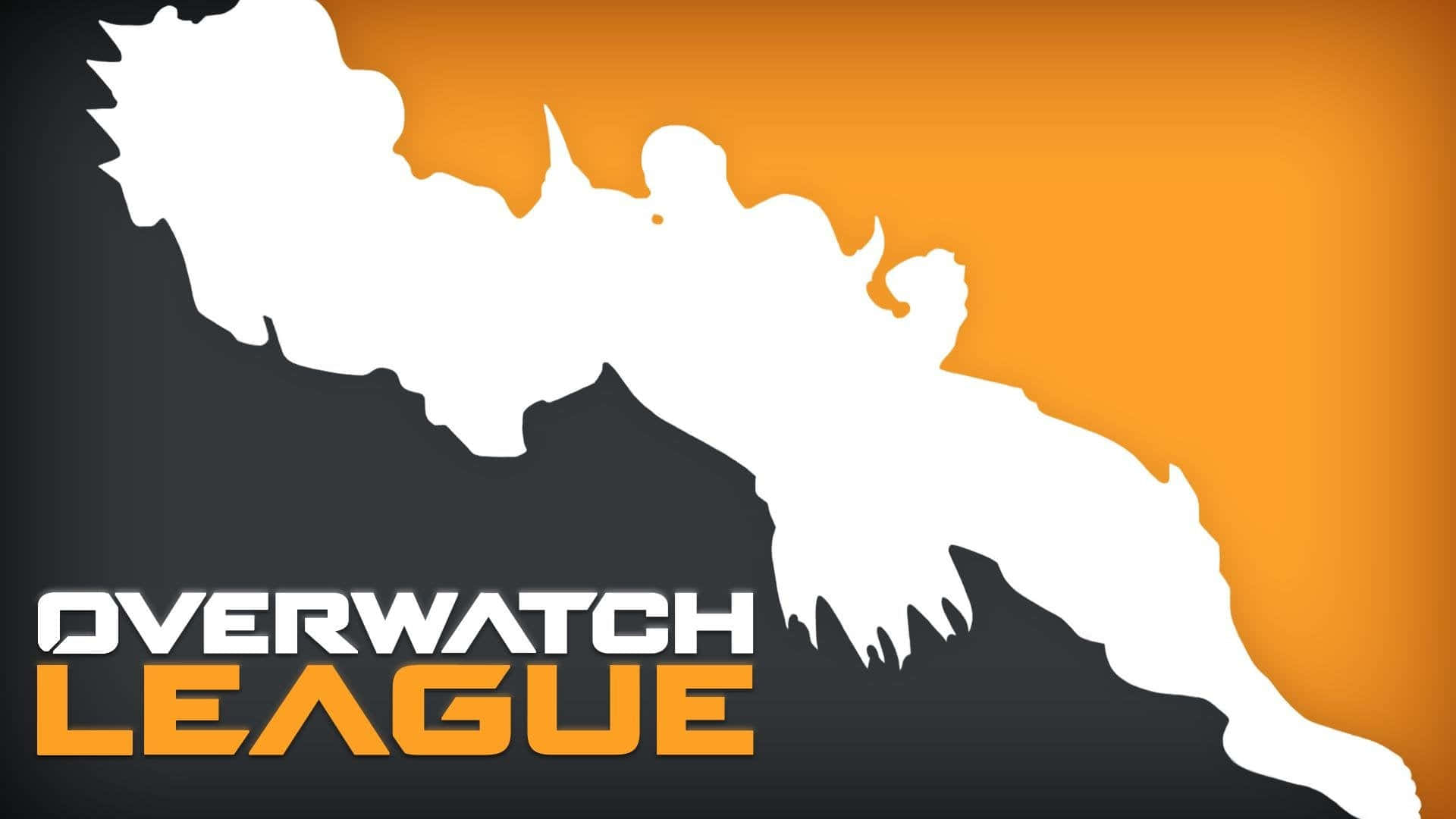 Overwatch League, white silhouette, gradient orange and black background, Full HD Desktop Wallpaper