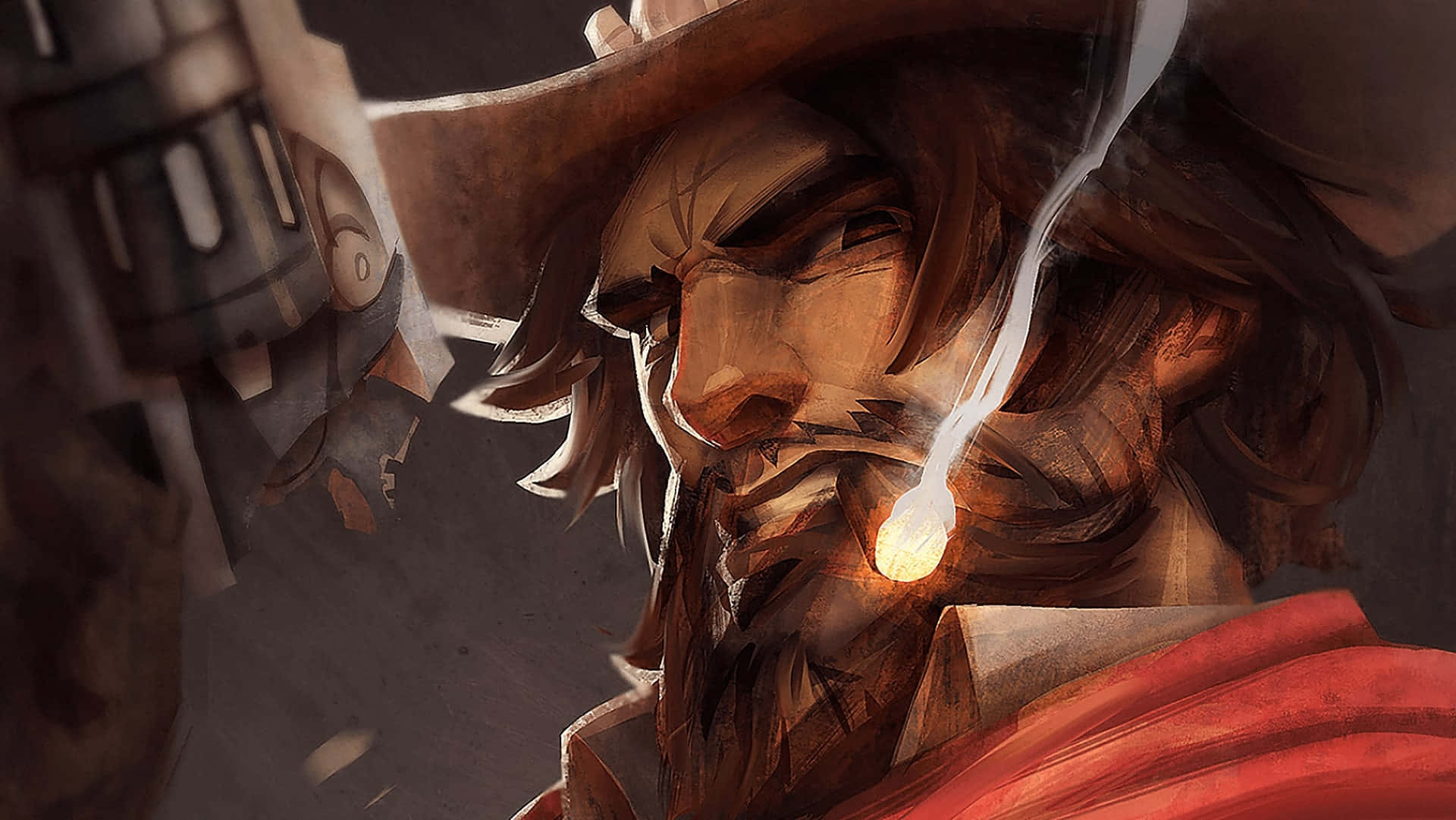 Overwatch Mccree, rugged cowboy, wide-brimmed hat, Full HD Desktop Wallpaper