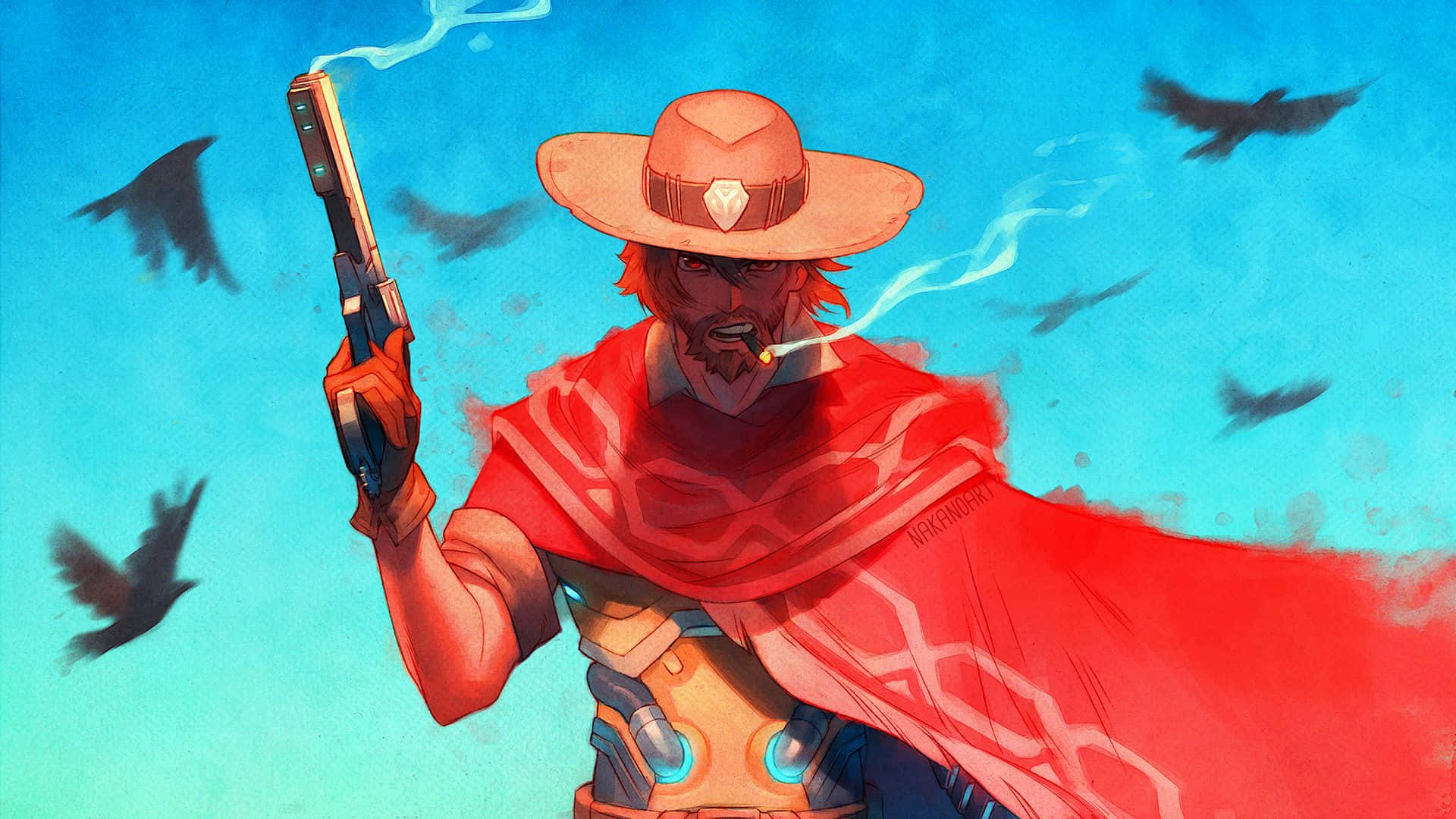 Overwatch, McCree, red cape, Full HD Desktop Wallpaper