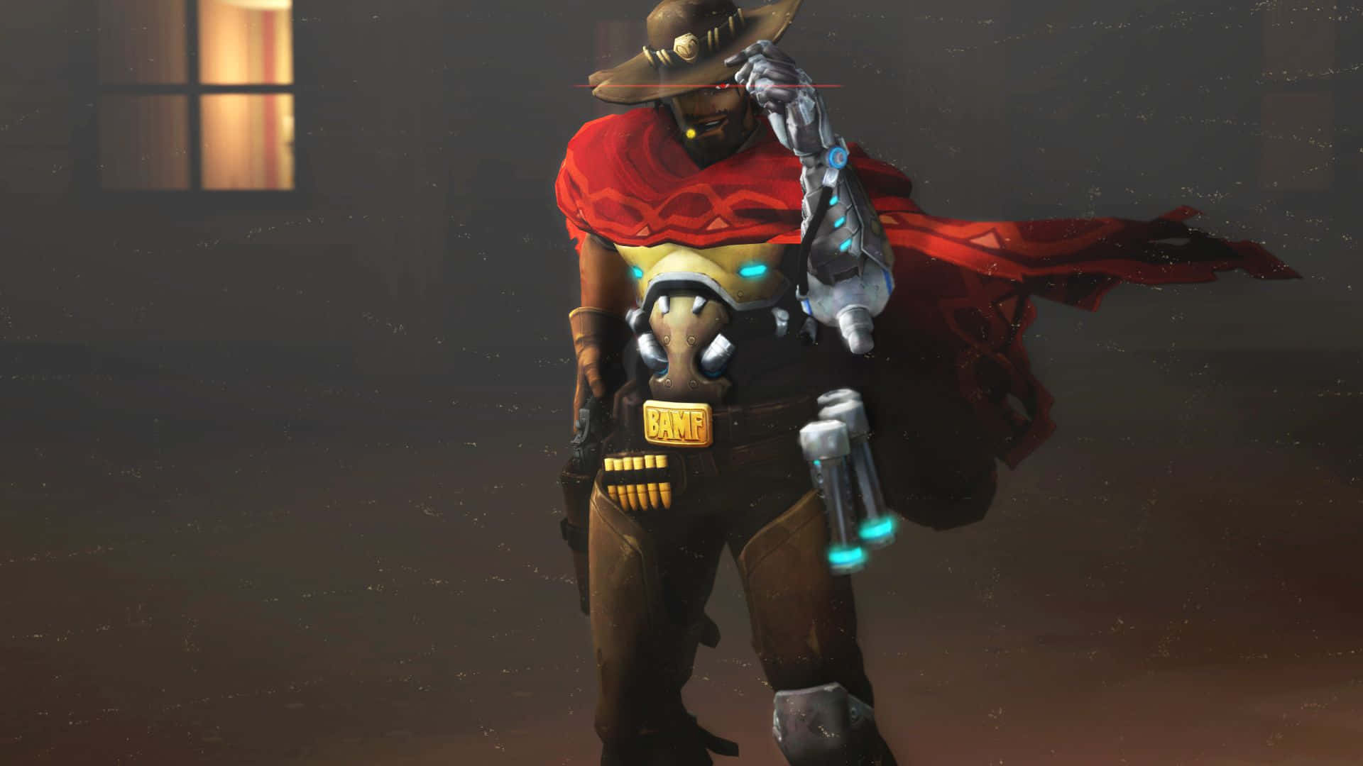 Overwatch, McCree, red cape, Full HD Desktop Wallpaper